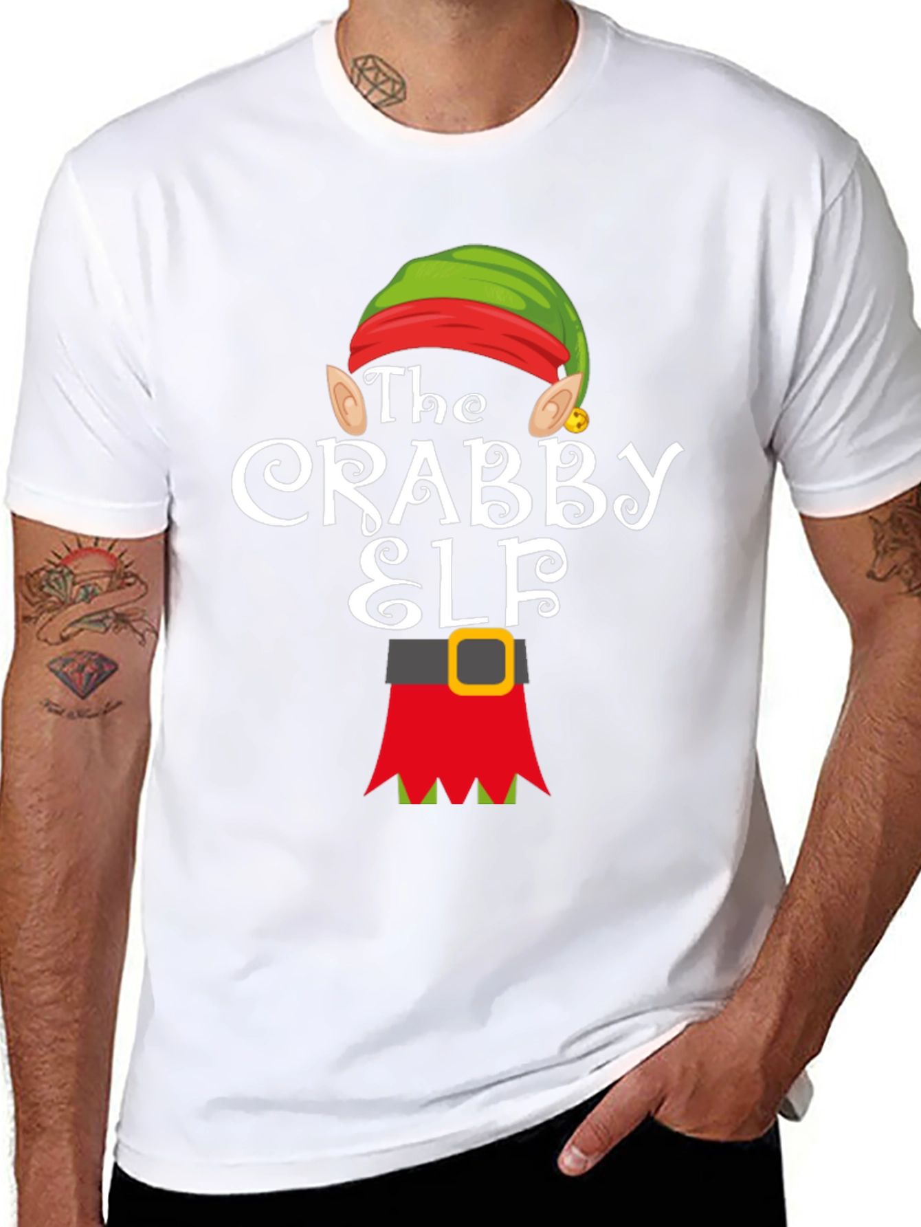 The Crabby Elf Funny Christmas Graphic T-Shirt