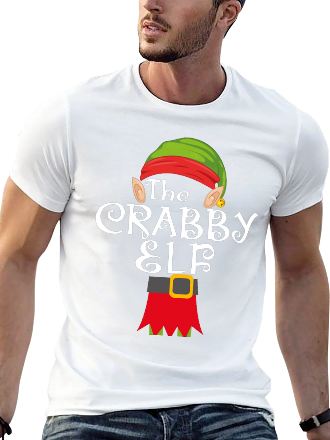 The Crabby Elf Funny Christmas Graphic T-Shirt