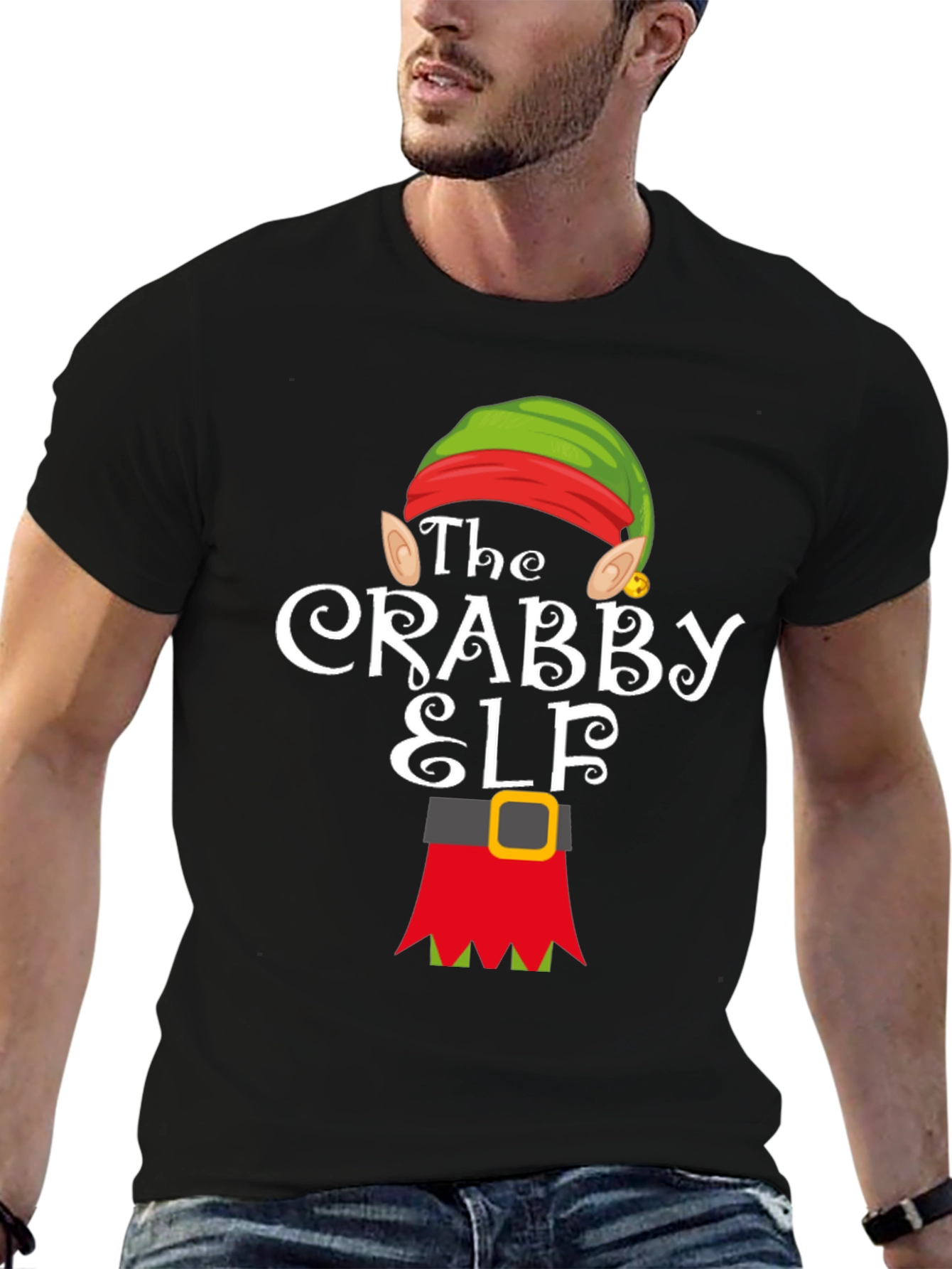 The Crabby Elf Funny Christmas Graphic T-Shirt