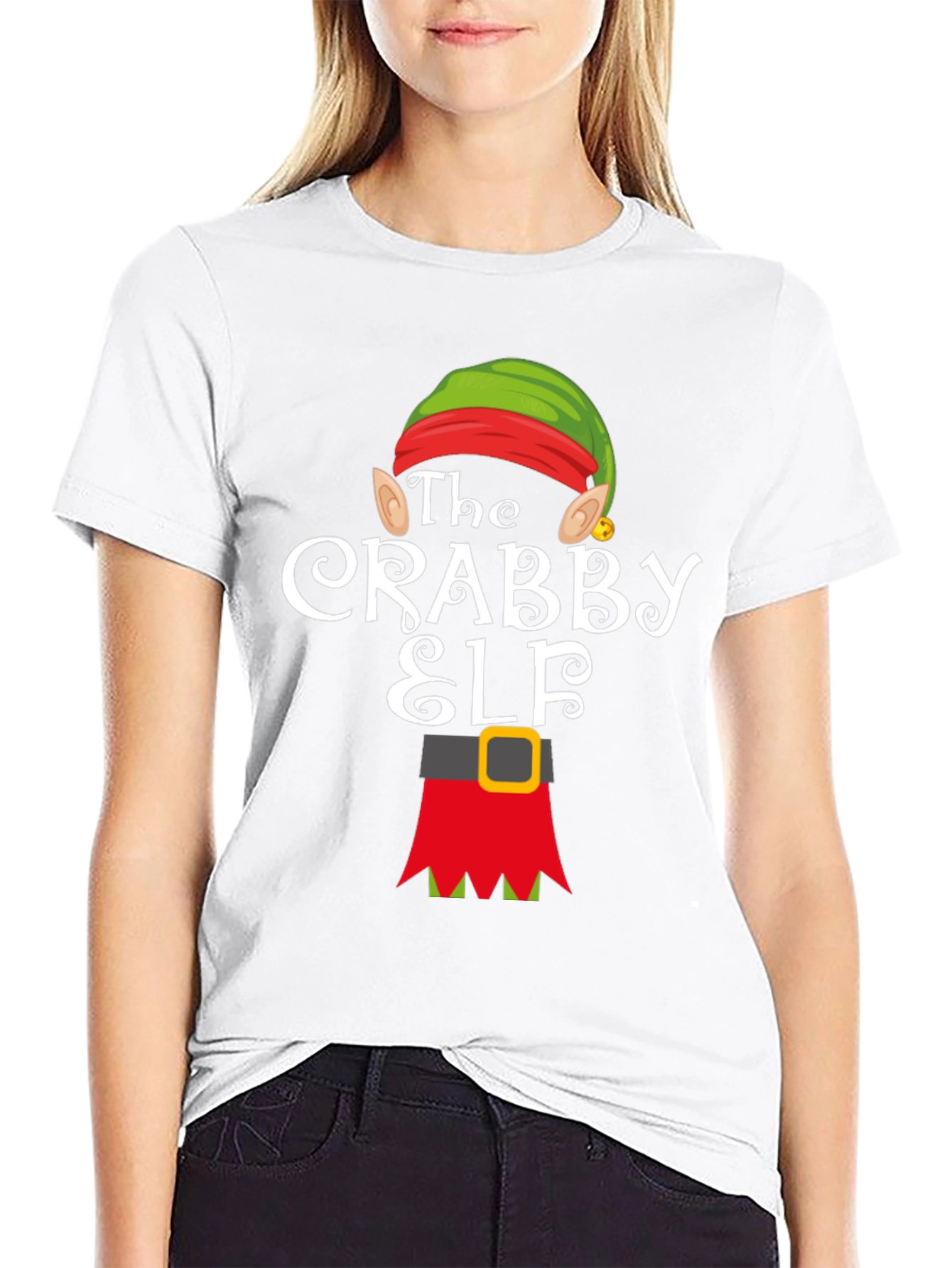 The Crabby Elf Funny Christmas Graphic T-Shirt