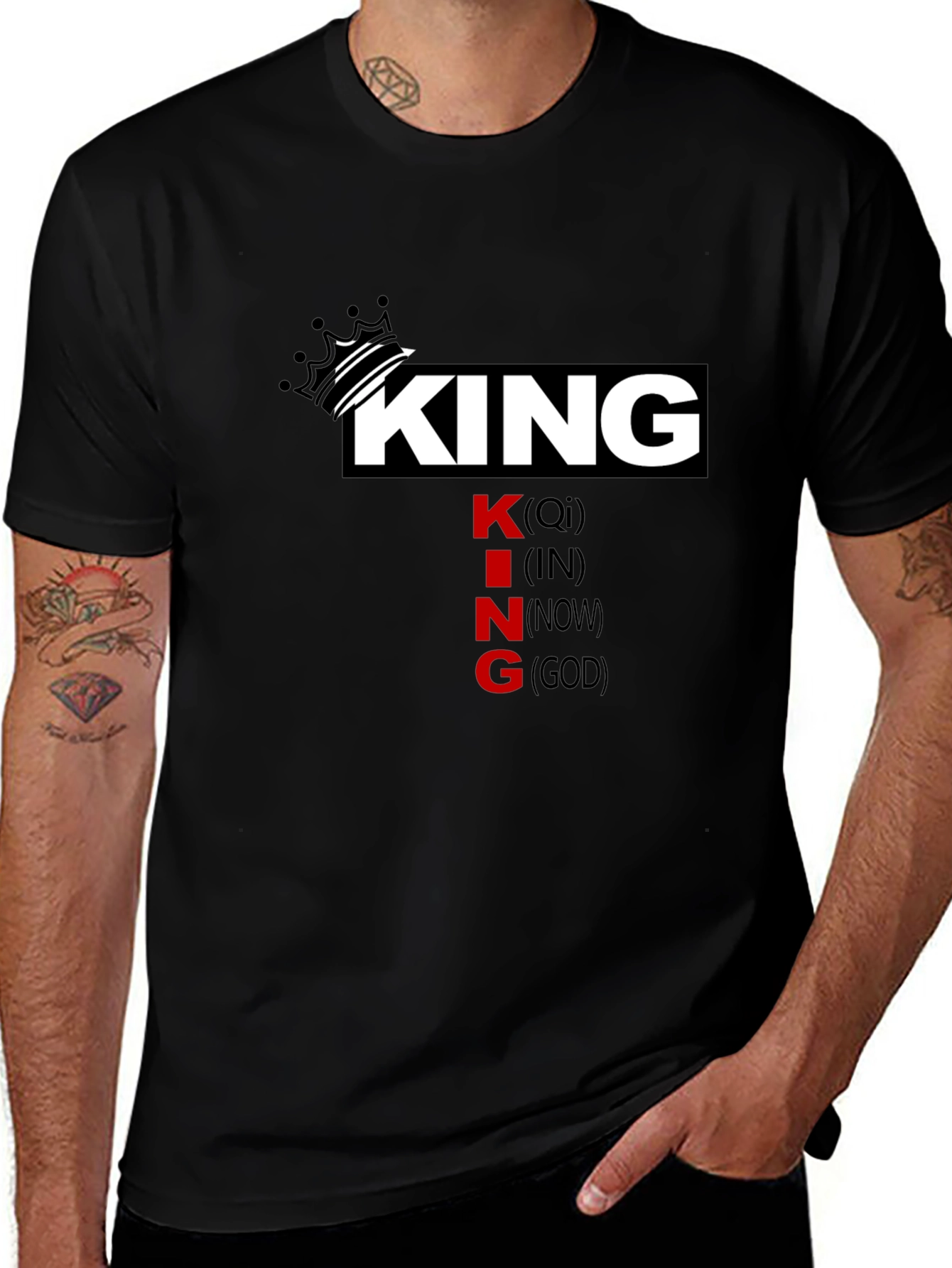 King Qi In Now God Black T-Shirt