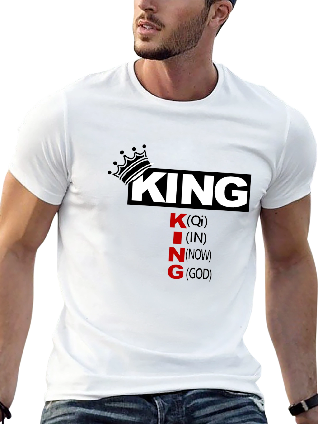 King Qi In Now God Black T-Shirt