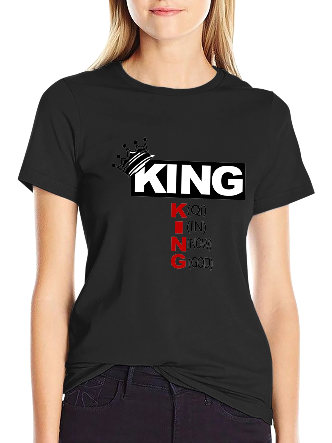 King Qi In Now God Black T-Shirt