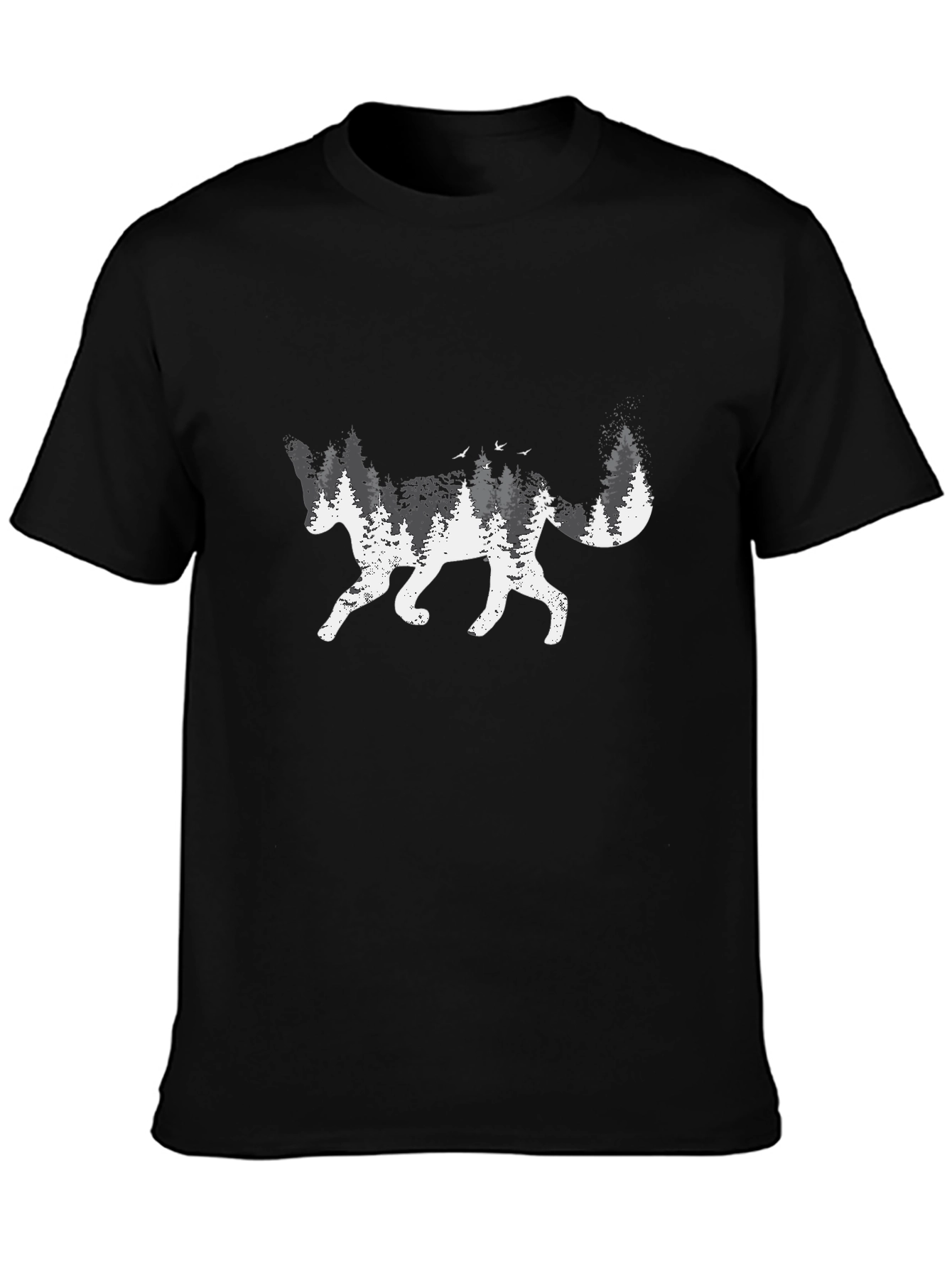 Nature Fox Graphic Tee - Black Cotton Blend