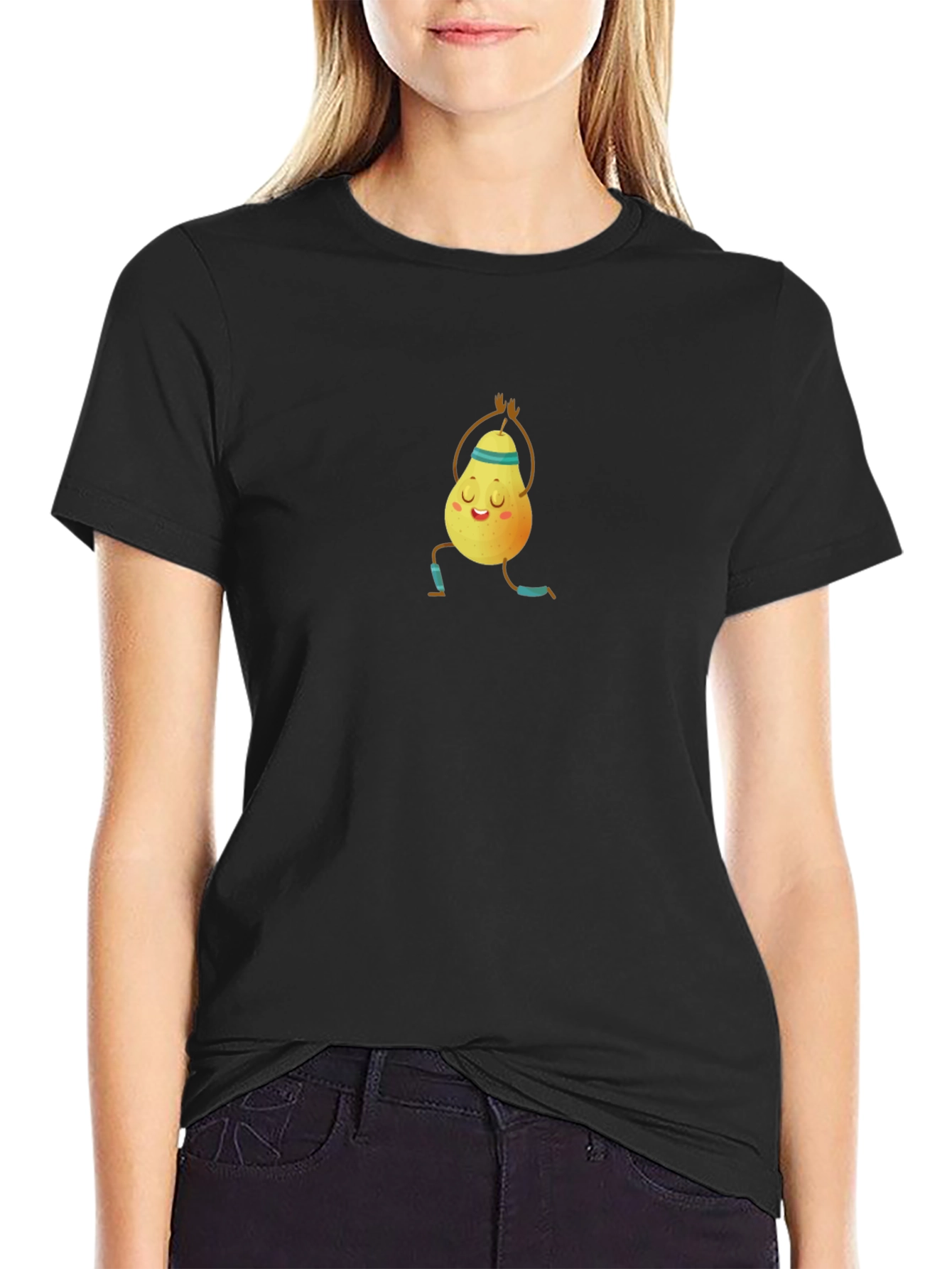 Yoga Pear Graphic Tee - Black Cotton T-Shirt
