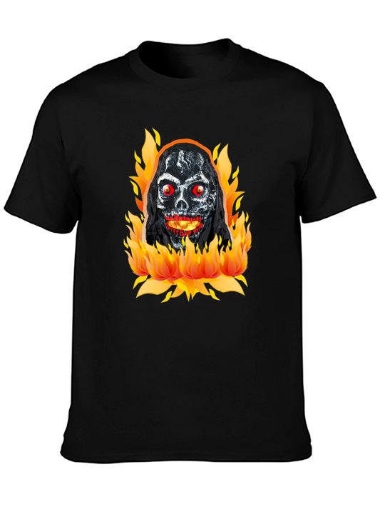Grim Reaper on Fire Graphic T-Shirt