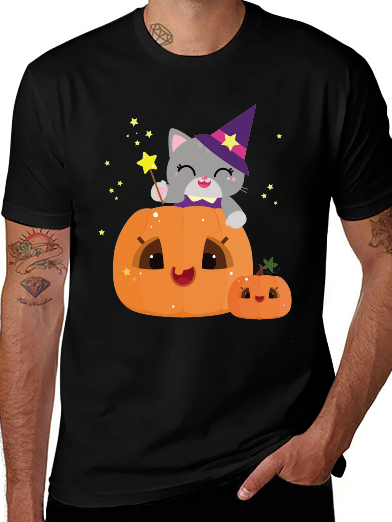 Halloween Cat Pumpkin T-Shirt - Spooky Cute Tee