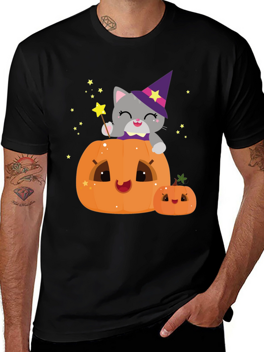 Halloween Cat Pumpkin T-Shirt - Spooky Cute Tee