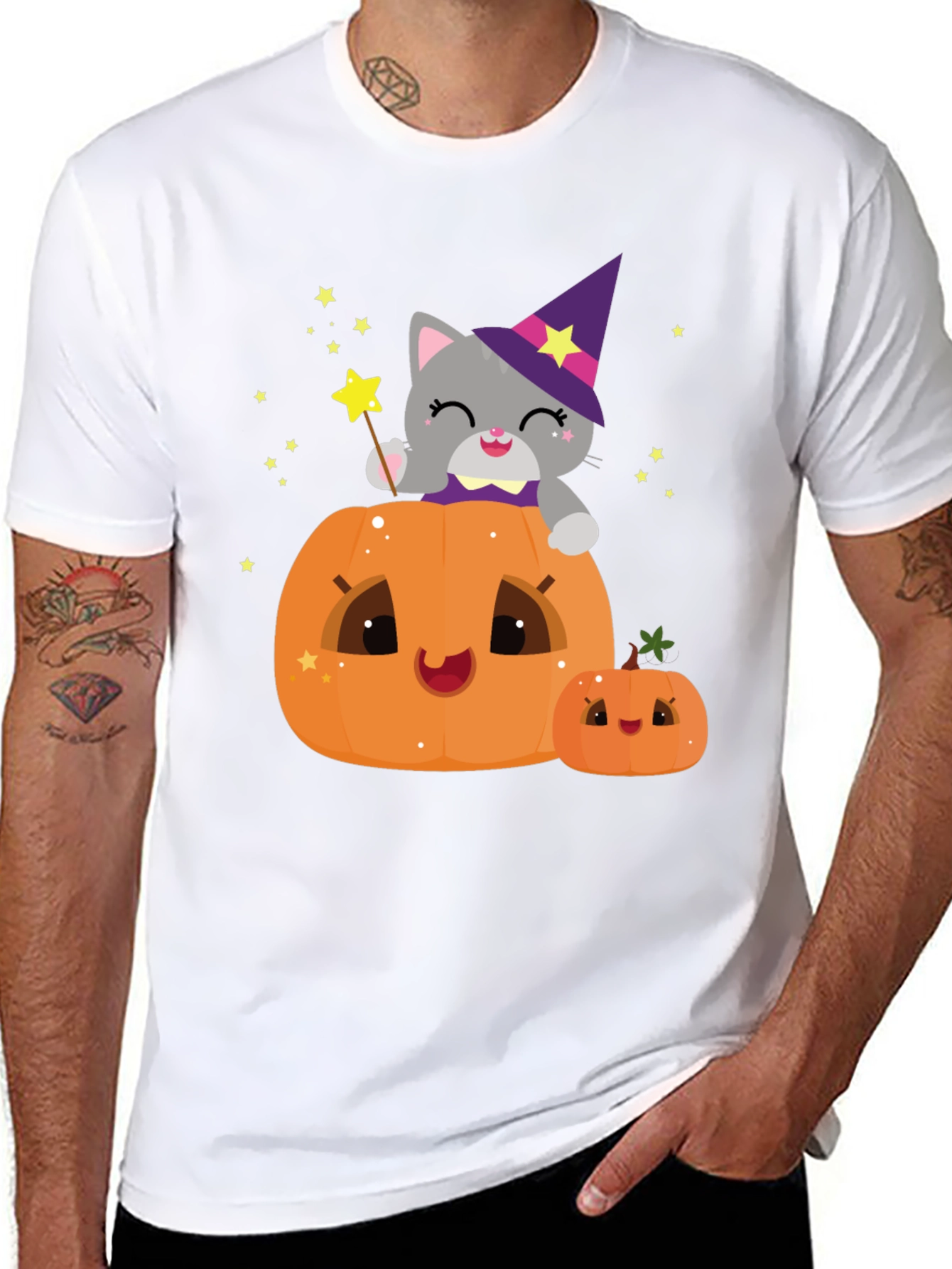 Halloween Cat Pumpkin T-Shirt - Spooky Cute Tee