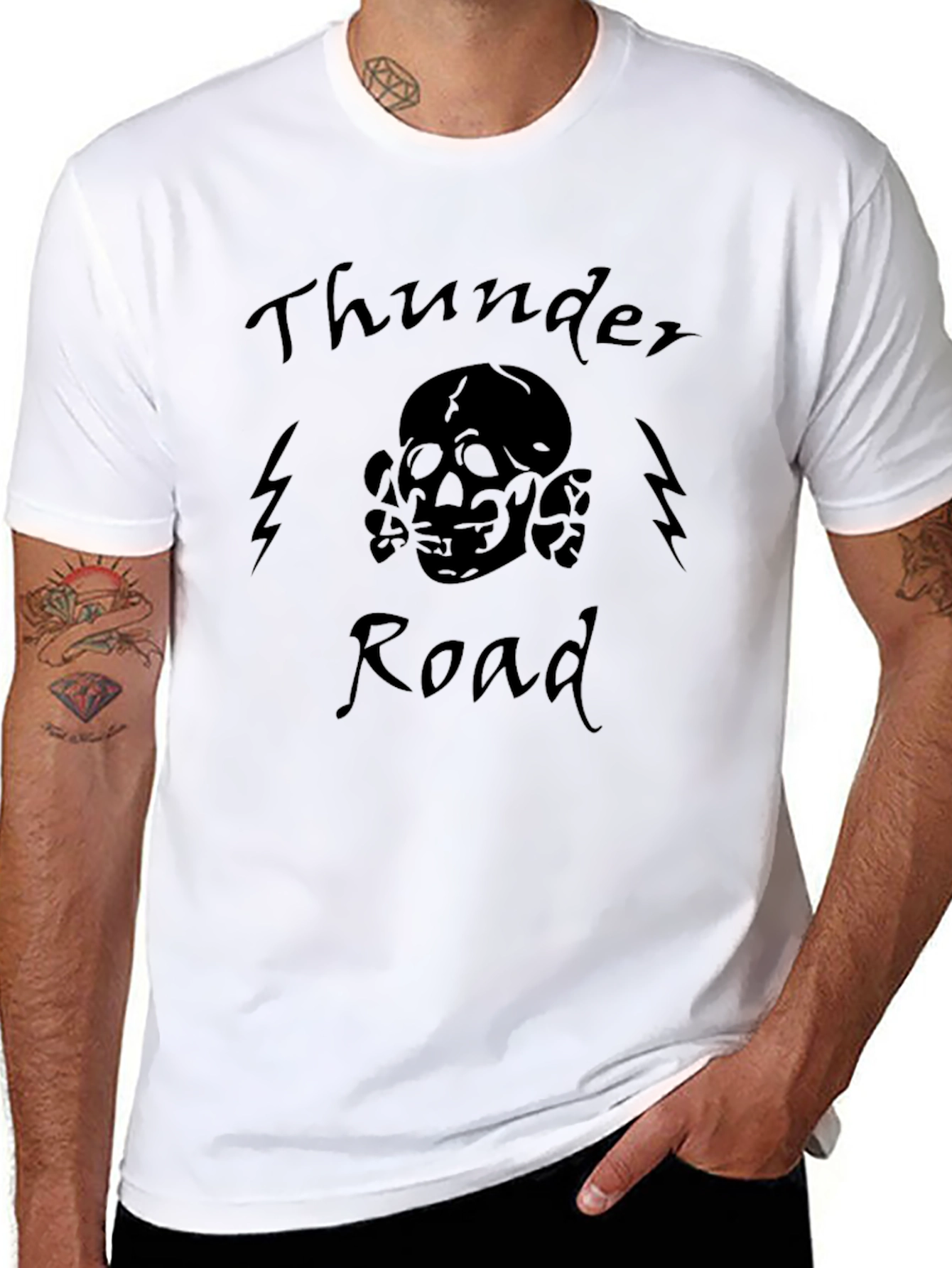 Thunder Road Skull Graphic Tee - Black