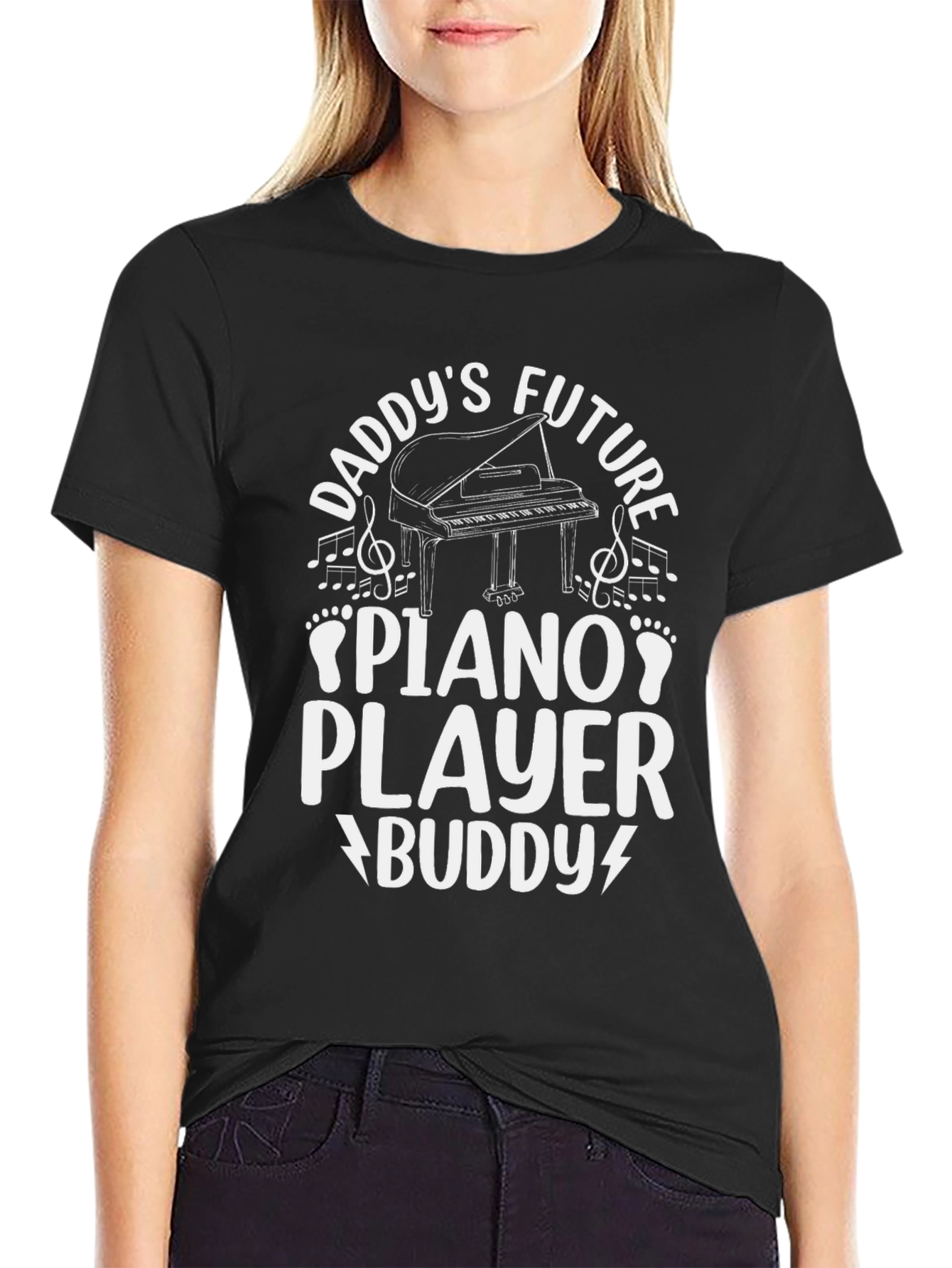 Daddys Future Piano Player Buddy Black T-Shirt