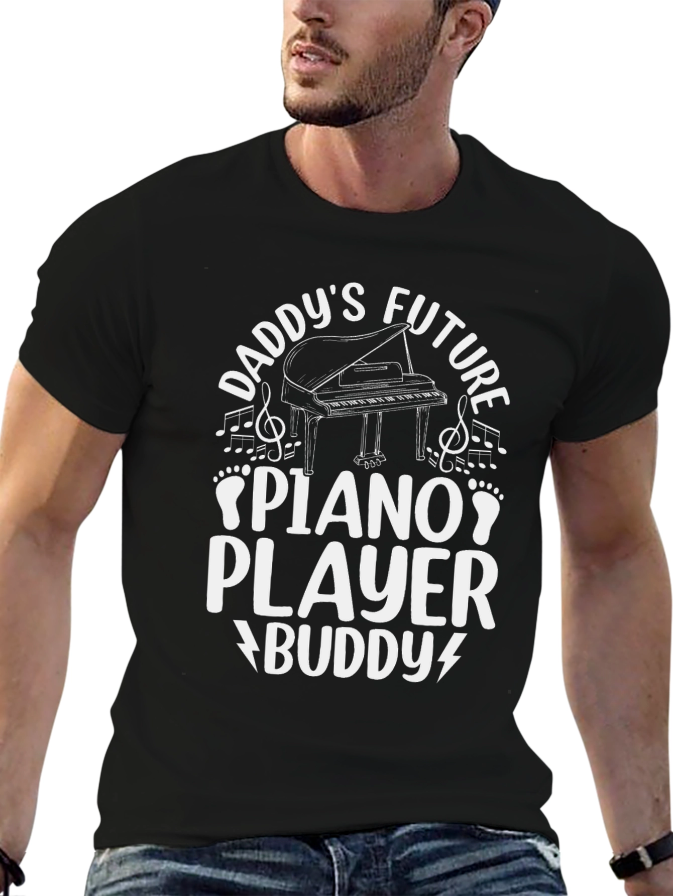 Daddys Future Piano Player Buddy Black T-Shirt