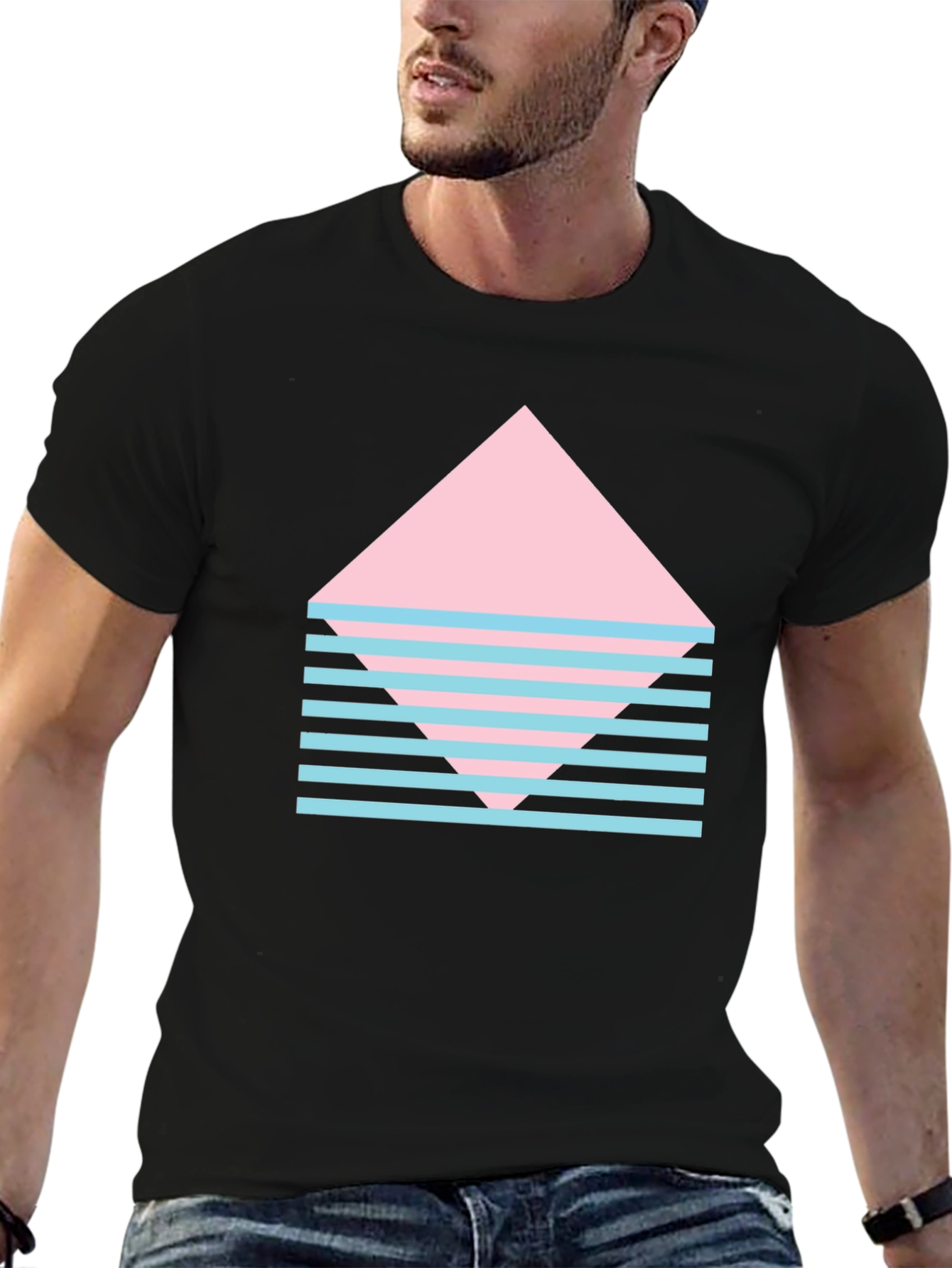 Retro Graphic Tee - Pink Diamond & Stripes