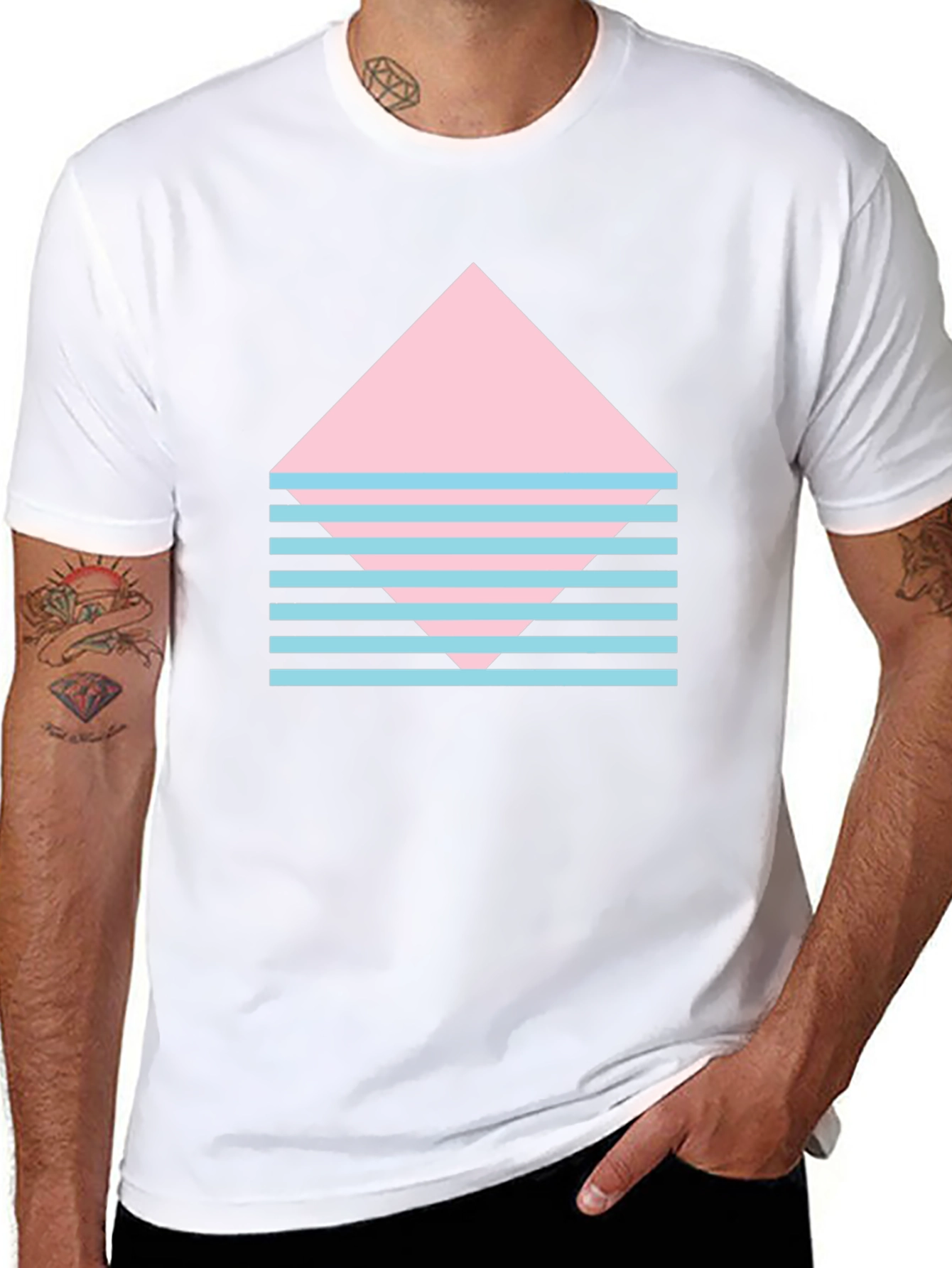 Retro Graphic Tee - Pink Diamond & Stripes