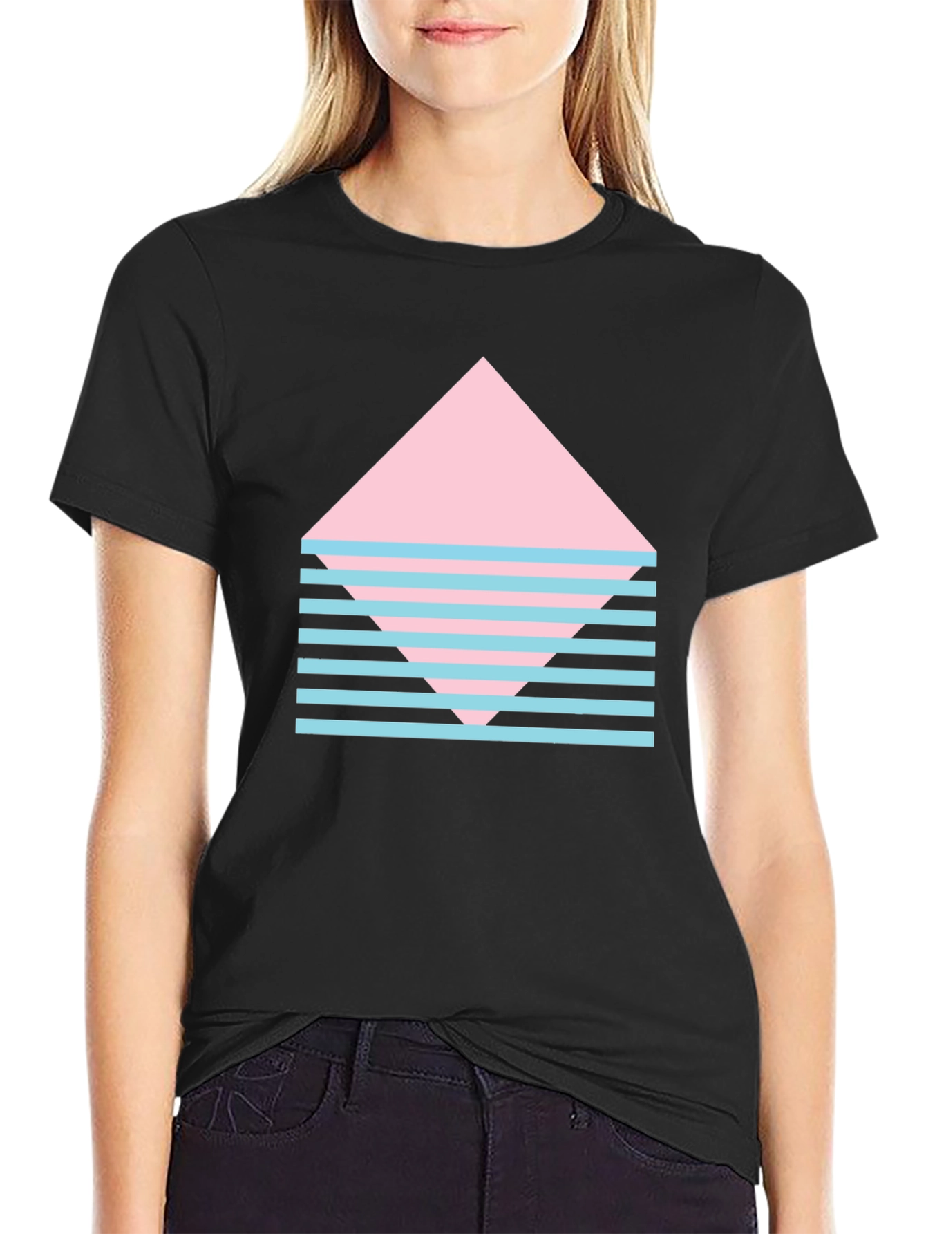 Retro Graphic Tee - Pink Diamond & Stripes