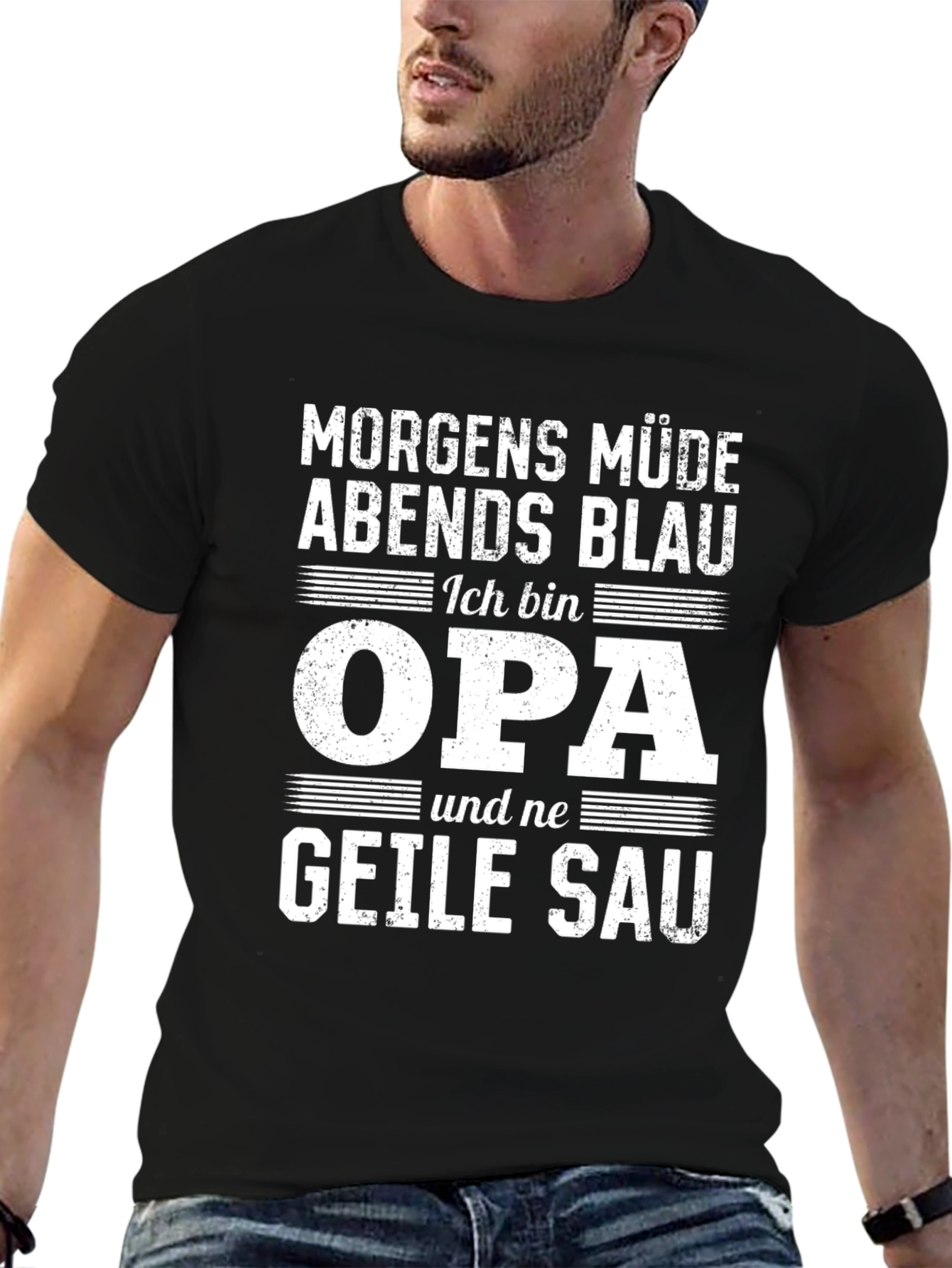 Morgens Müde Abends Blau Opa Funny T-Shirt