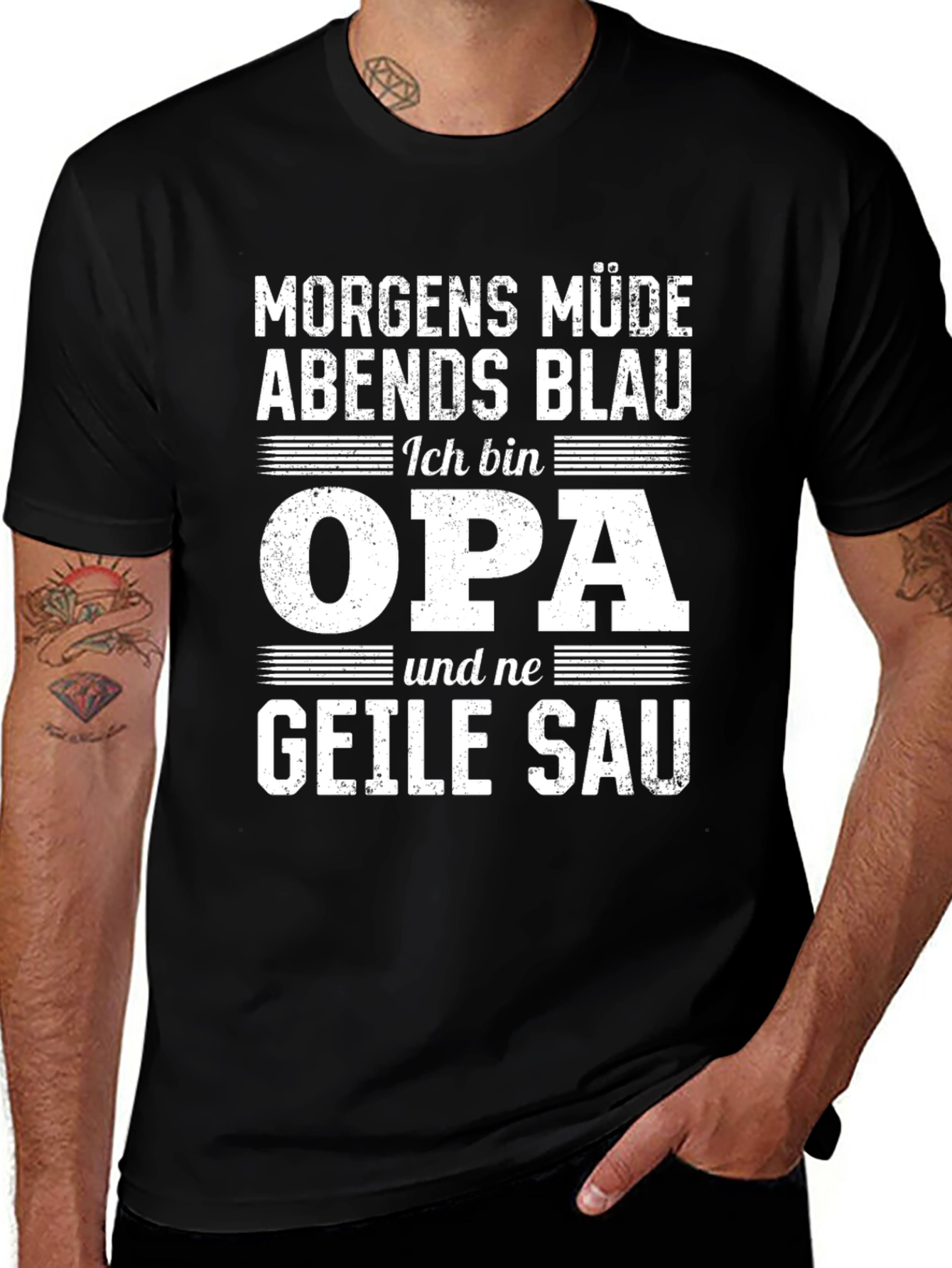 Morgens Müde Abends Blau Opa Funny T-Shirt