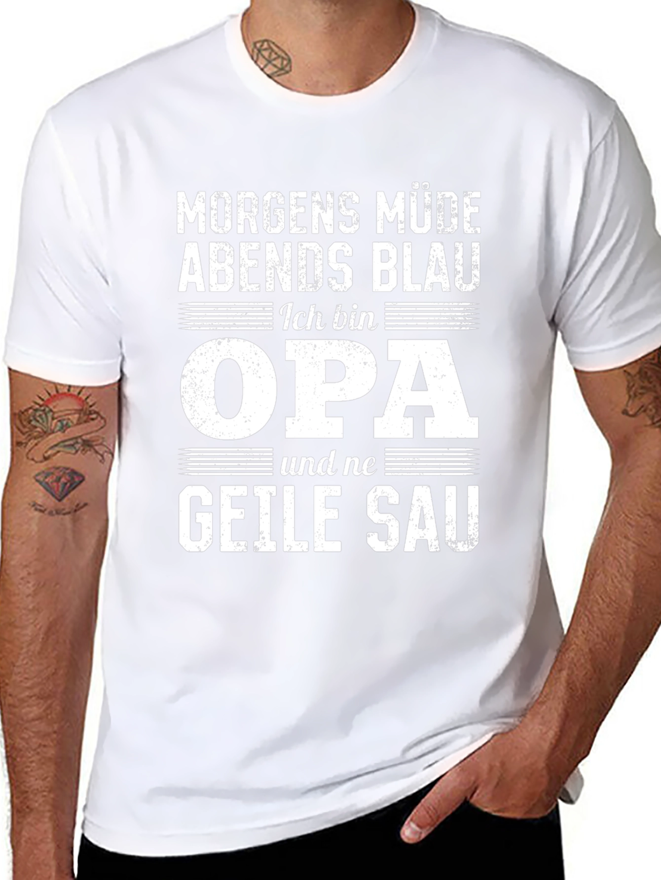 Morgens Müde Abends Blau Opa Funny T-Shirt