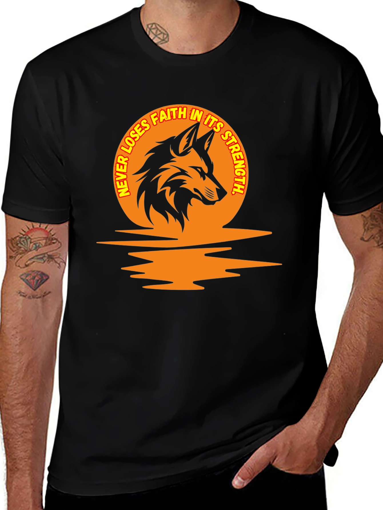 Never Loses Faith Wolf Graphic Tee