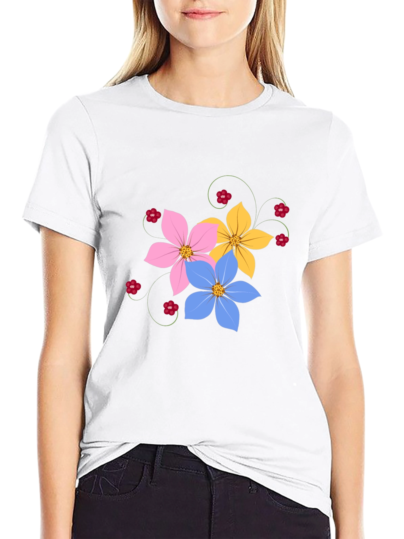 Floral Graphic Black T-Shirt for Men