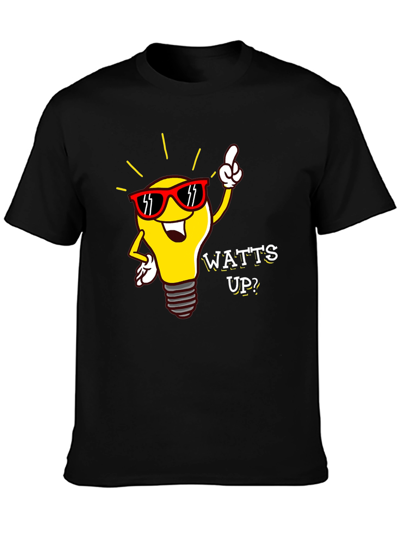 Watts Up? Lightbulb Graphic Tee - Black