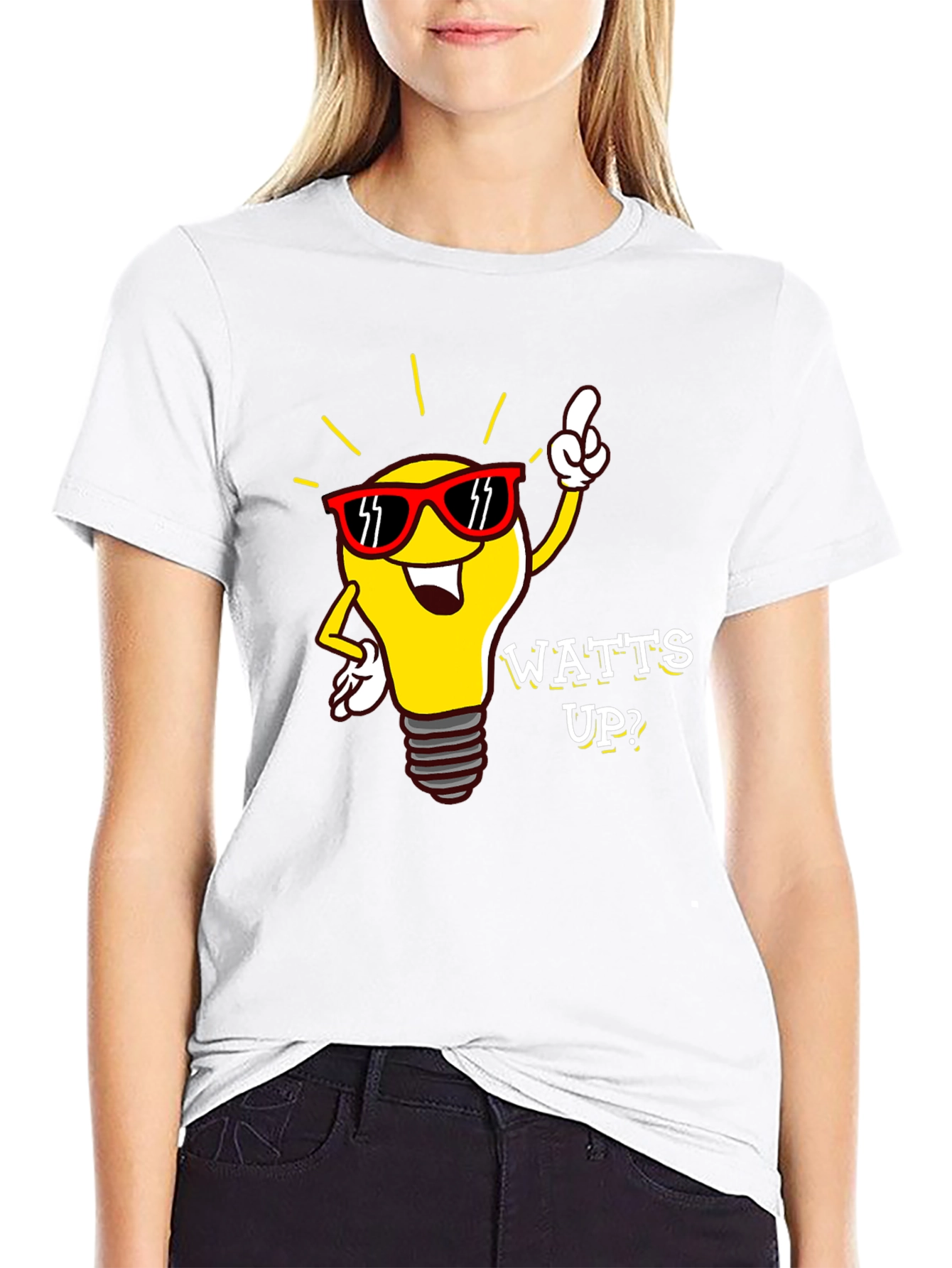 Watts Up? Lightbulb Graphic Tee - Black