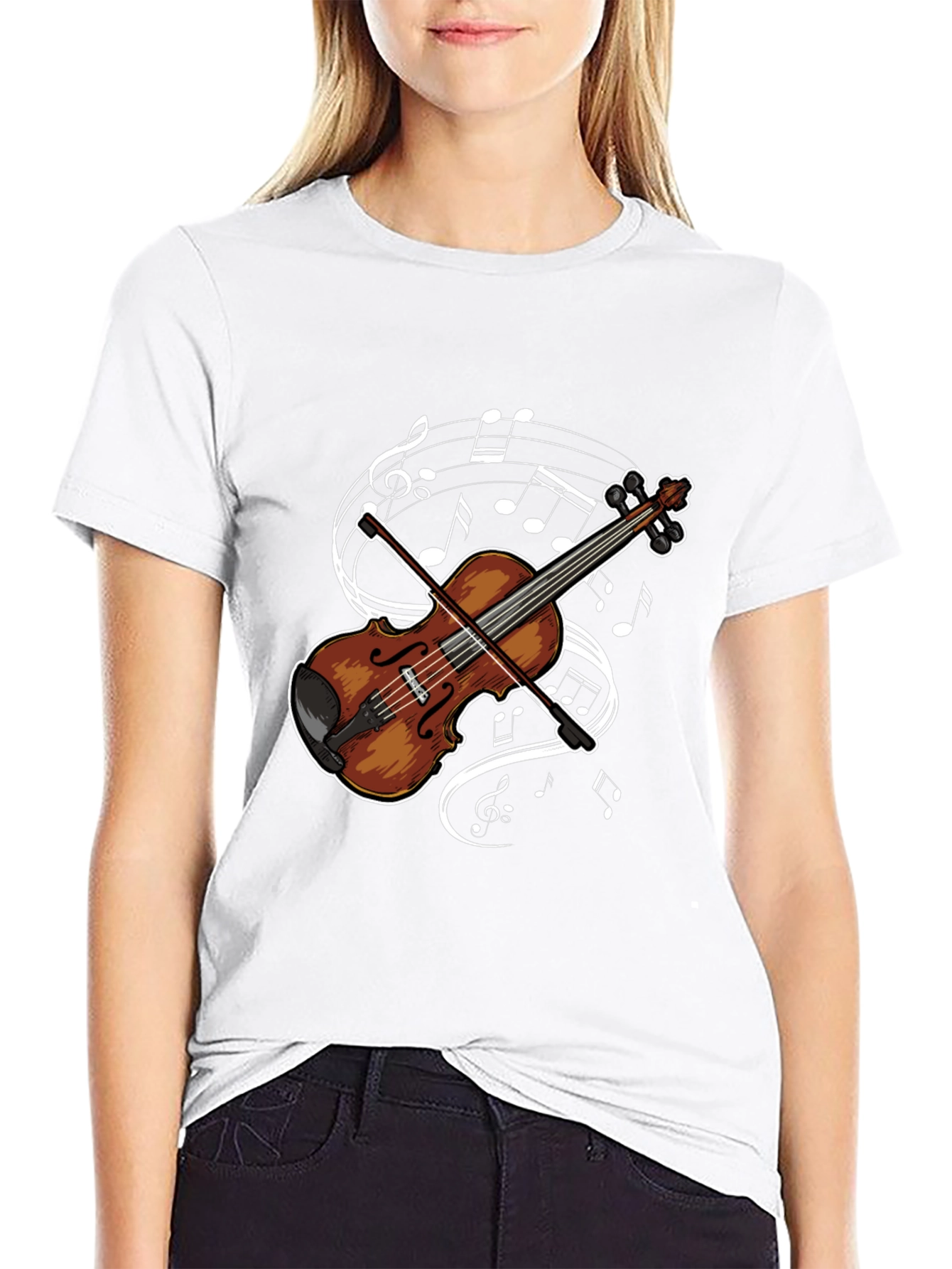 Musical Violin Graphic Tee - Classic Black