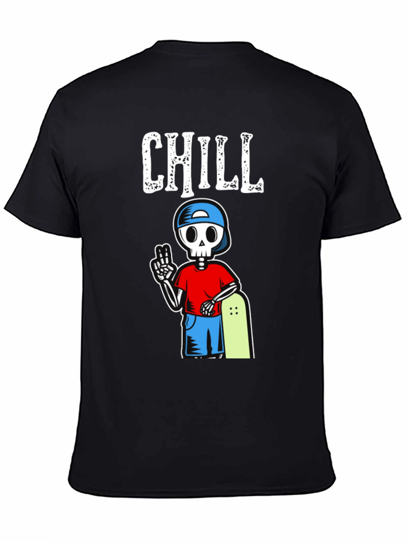 Chill Skeleton Skateboarder Graphic T-Shirt