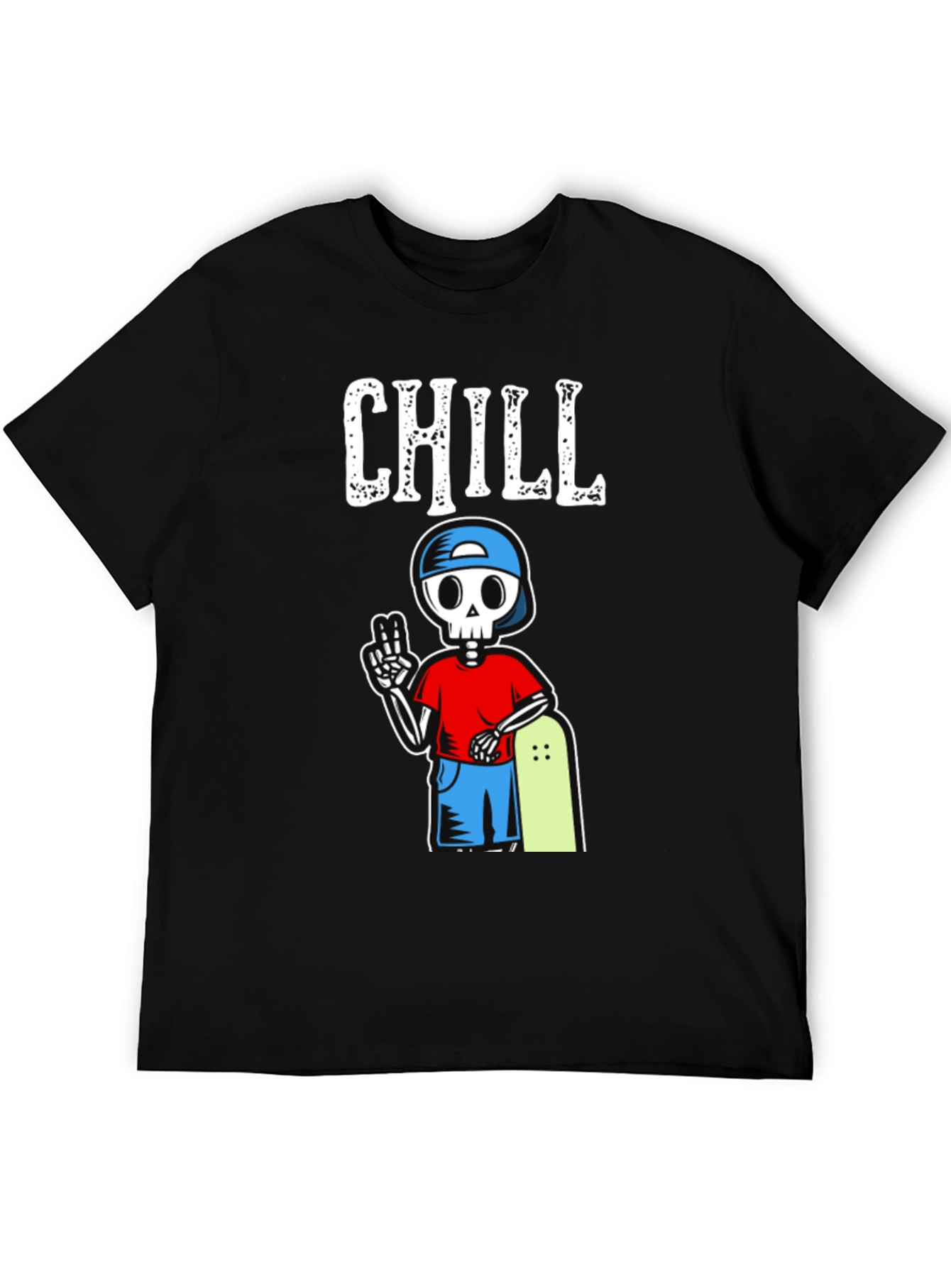 Chill Skeleton Skateboarder Graphic T-Shirt