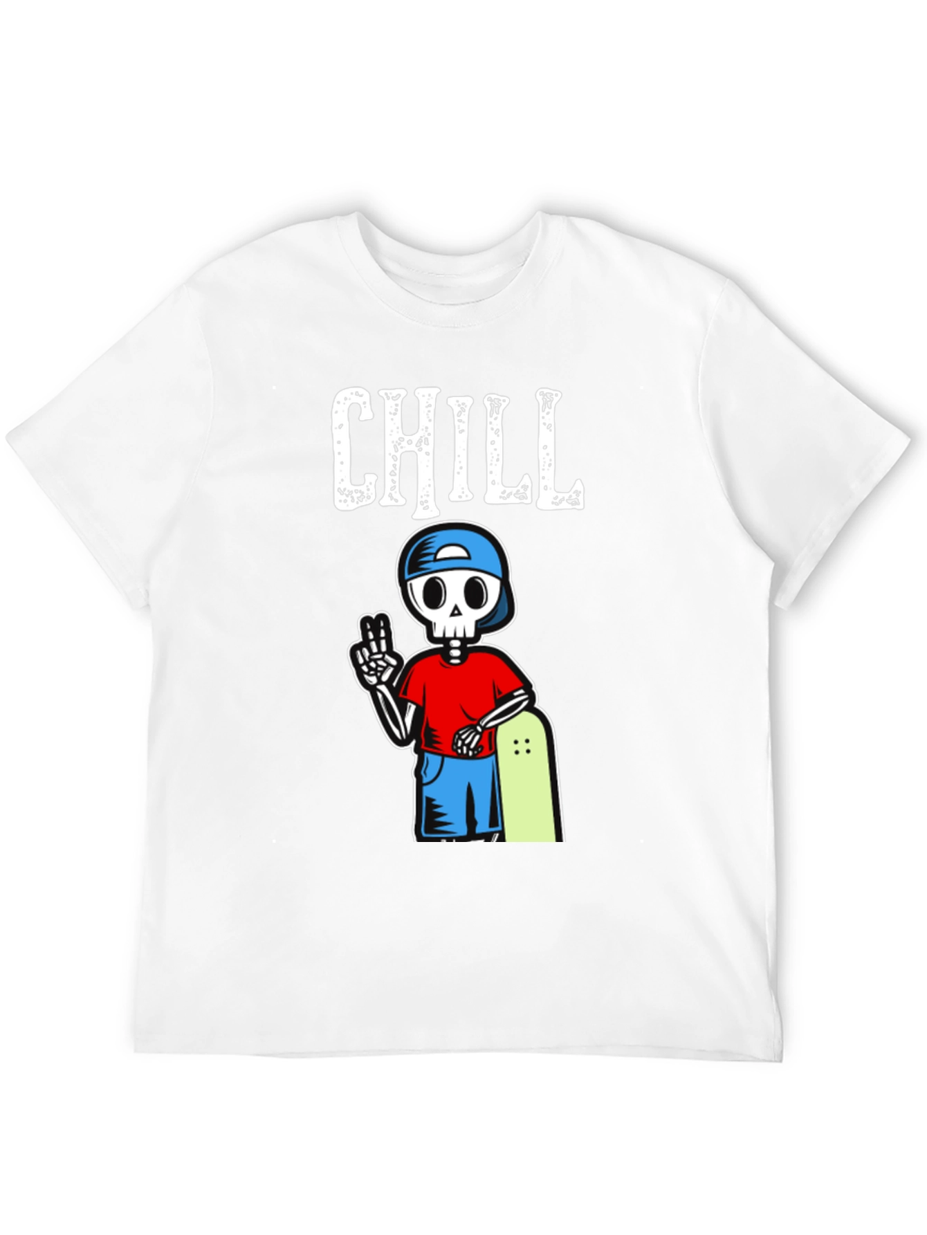 Chill Skeleton Skateboarder Graphic T-Shirt