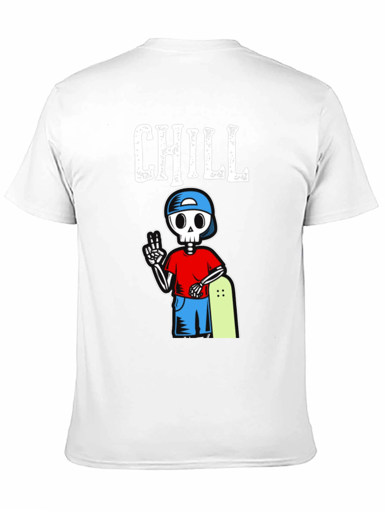 Chill Skeleton Skateboarder Graphic T-Shirt
