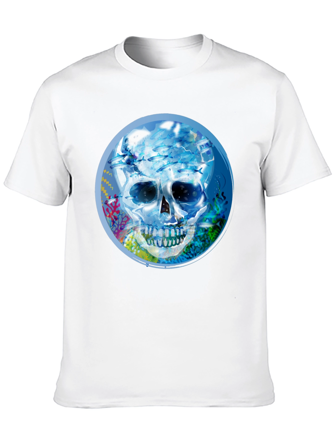 Skull Undersea Print Black T-Shirt