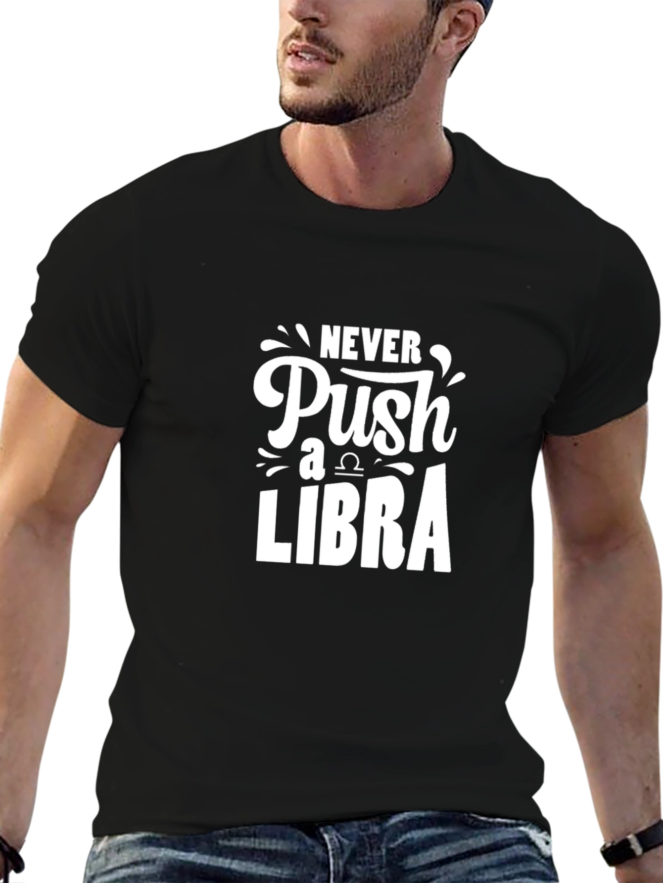 Never Push a Libra Black Graphic T-Shirt