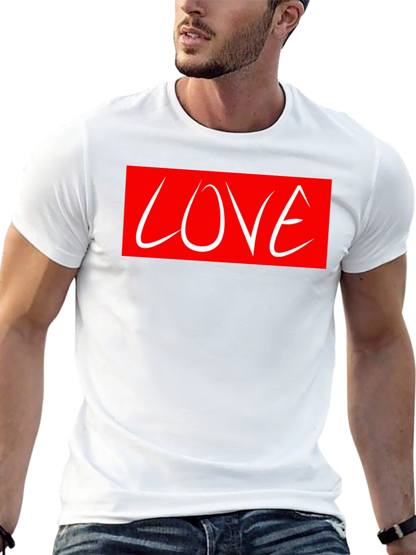 Love Graphic Tee - Red Box White Text