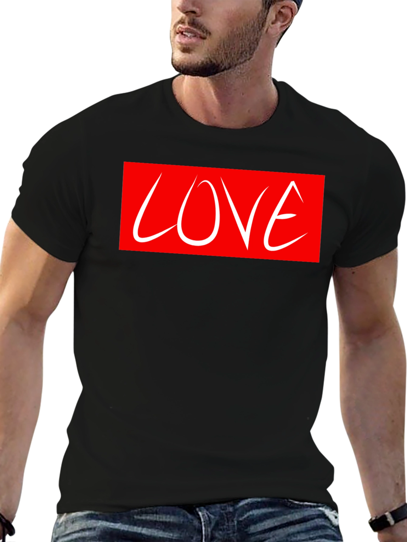 Love Graphic Tee - Red Box White Text