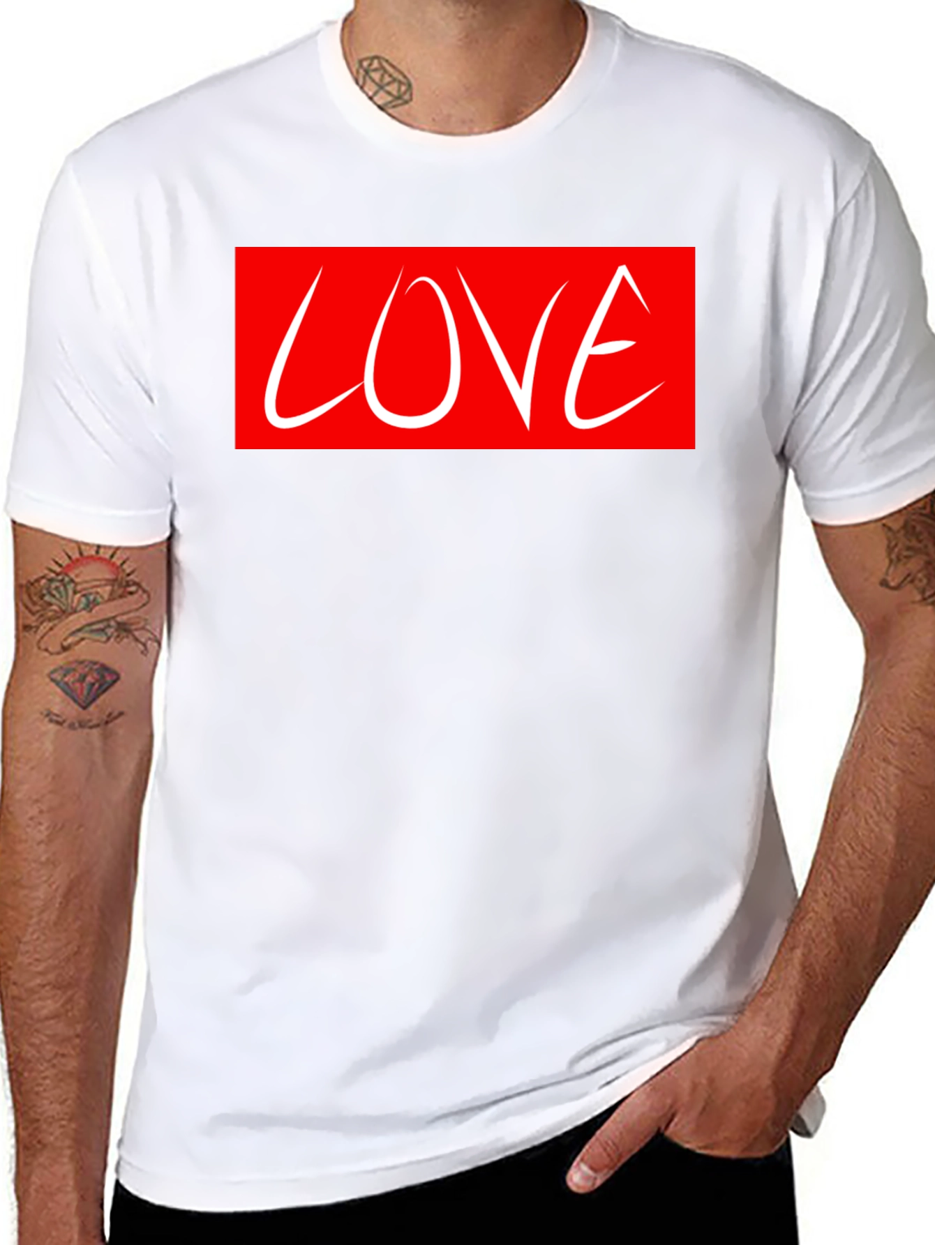 Love Graphic Tee - Red Box White Text