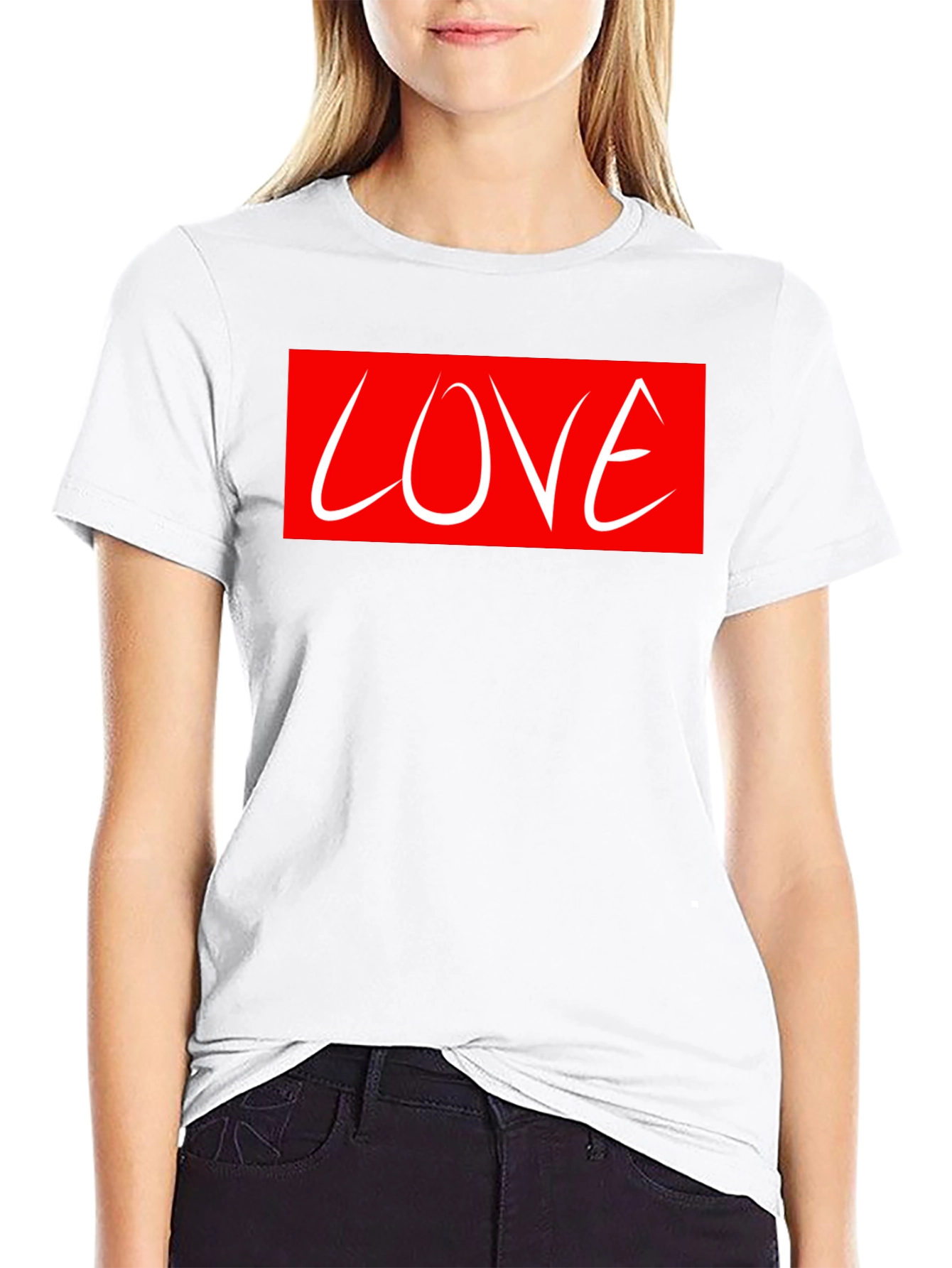 Love Graphic Tee - Red Box White Text