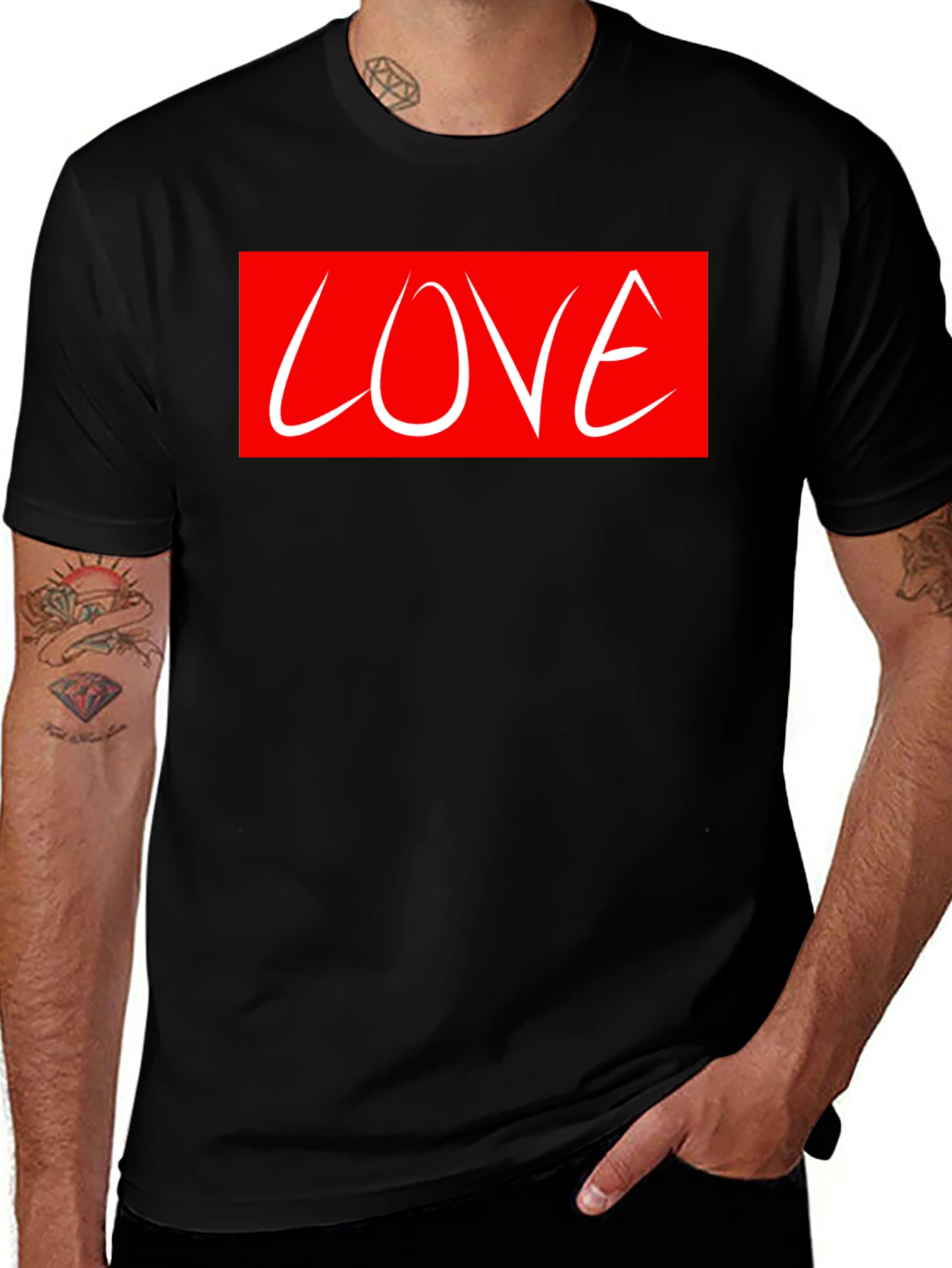 Love Graphic Tee - Red Box White Text