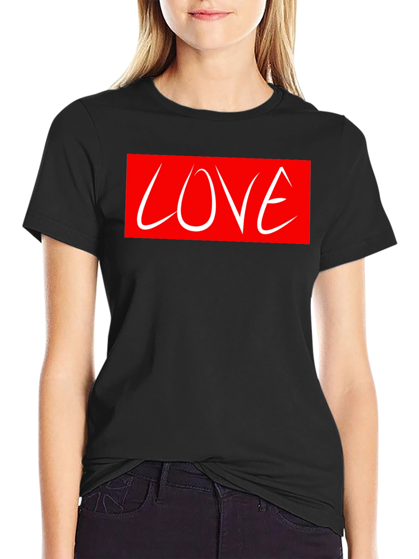 Love Graphic Tee - Red Box White Text