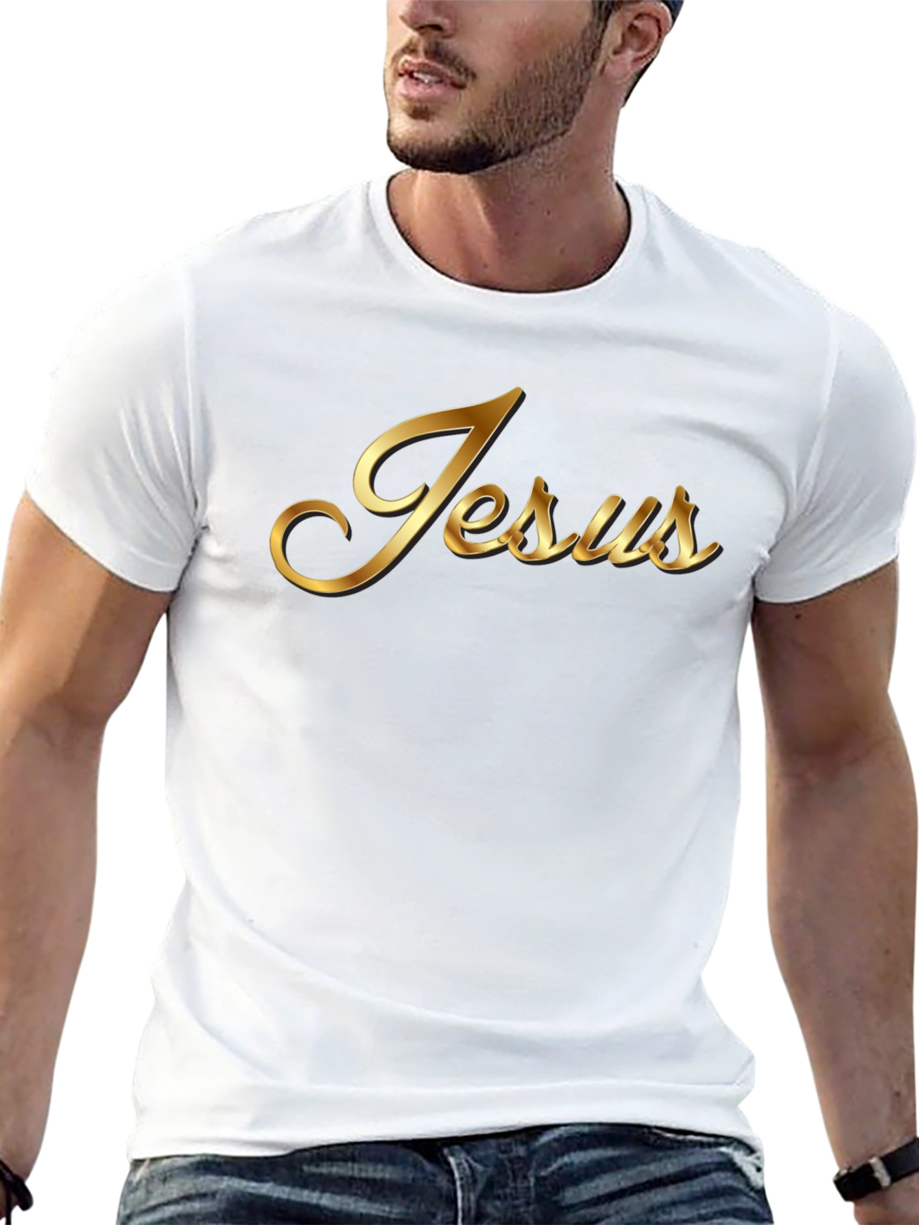 Jesus Gold Lettering Black T-Shirt