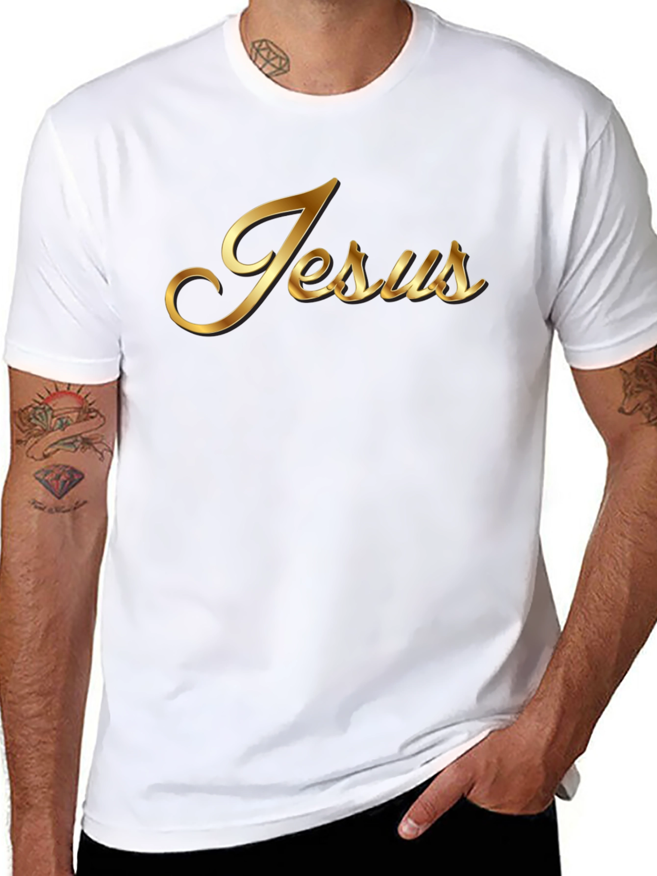 Jesus Gold Lettering Black T-Shirt