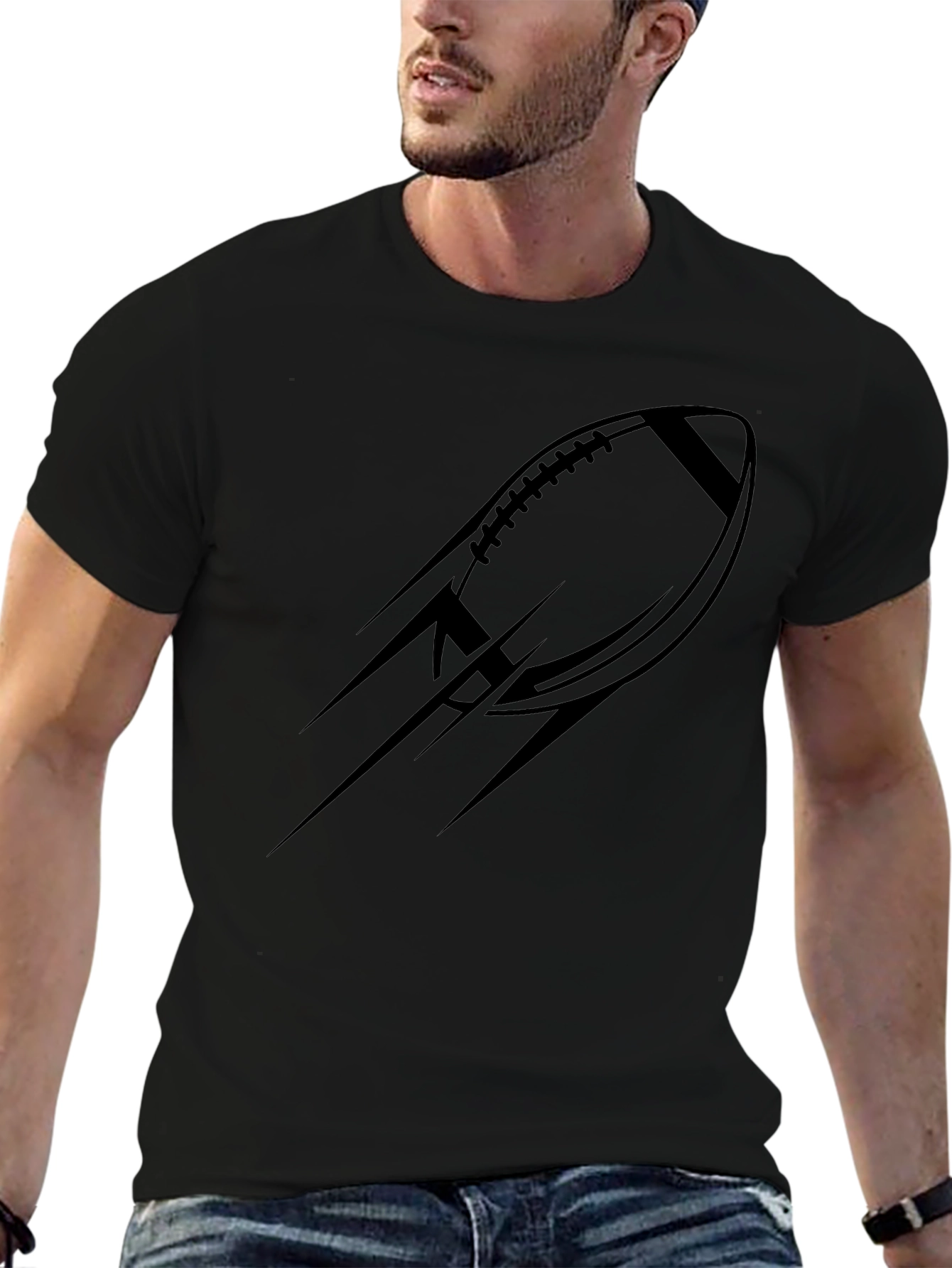 Black Football Graphic Tee - Modern Sportswear