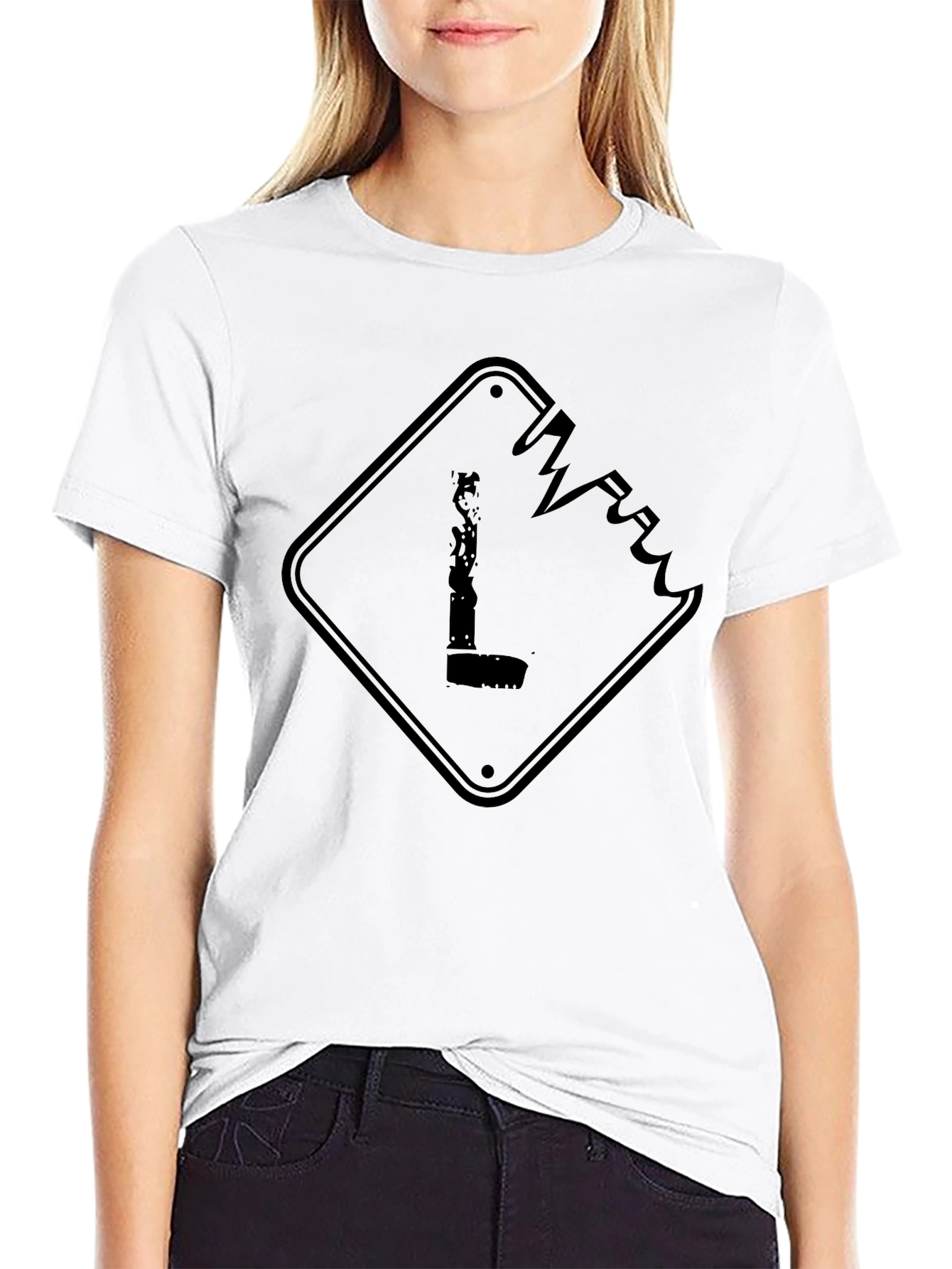 Mens Black Graphic Tee - Shattered Sign Design