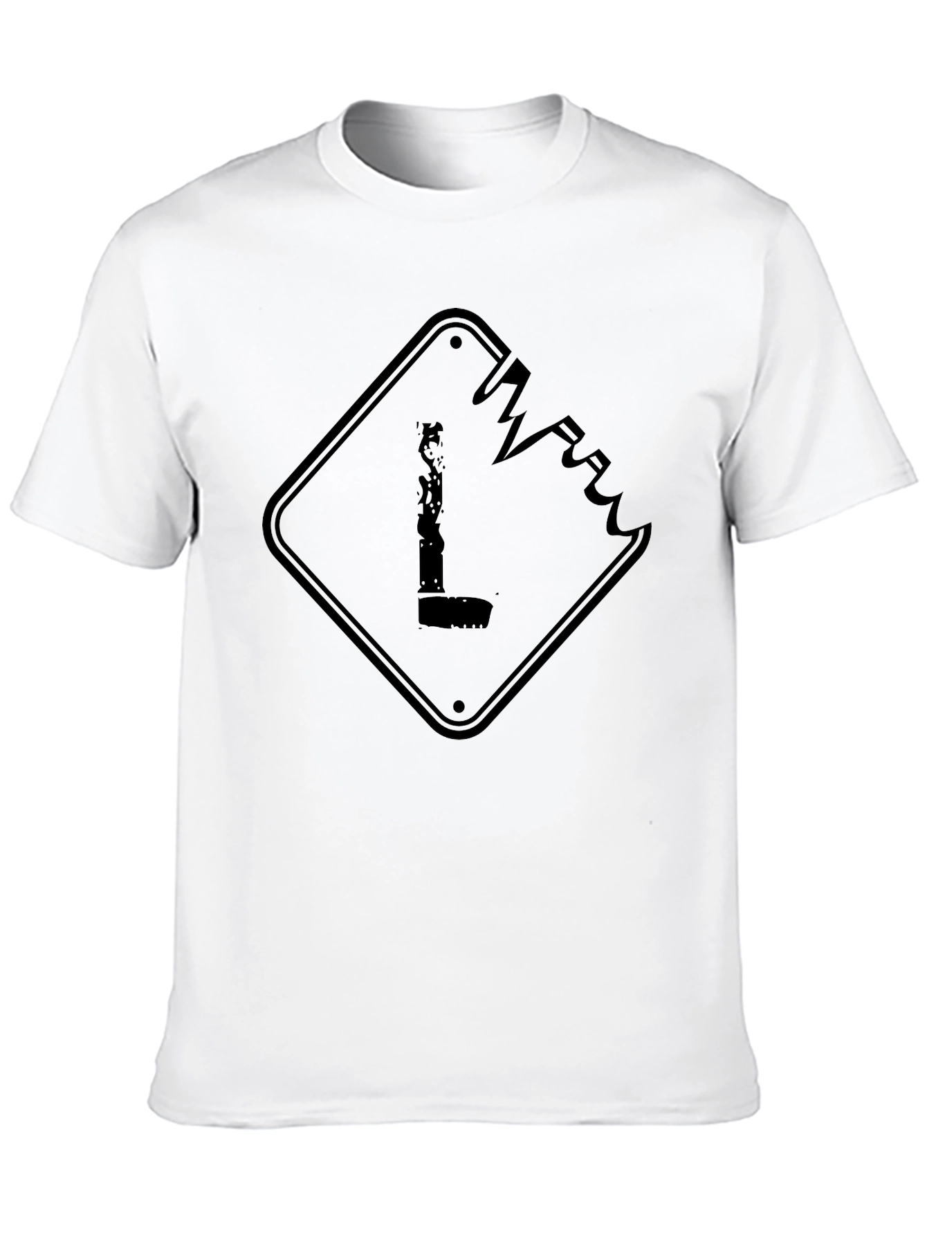 Mens Black Graphic Tee - Shattered Sign Design