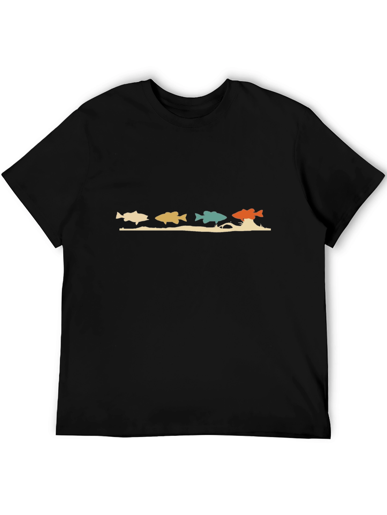 Retro Fish Graphic T-Shirt - Black