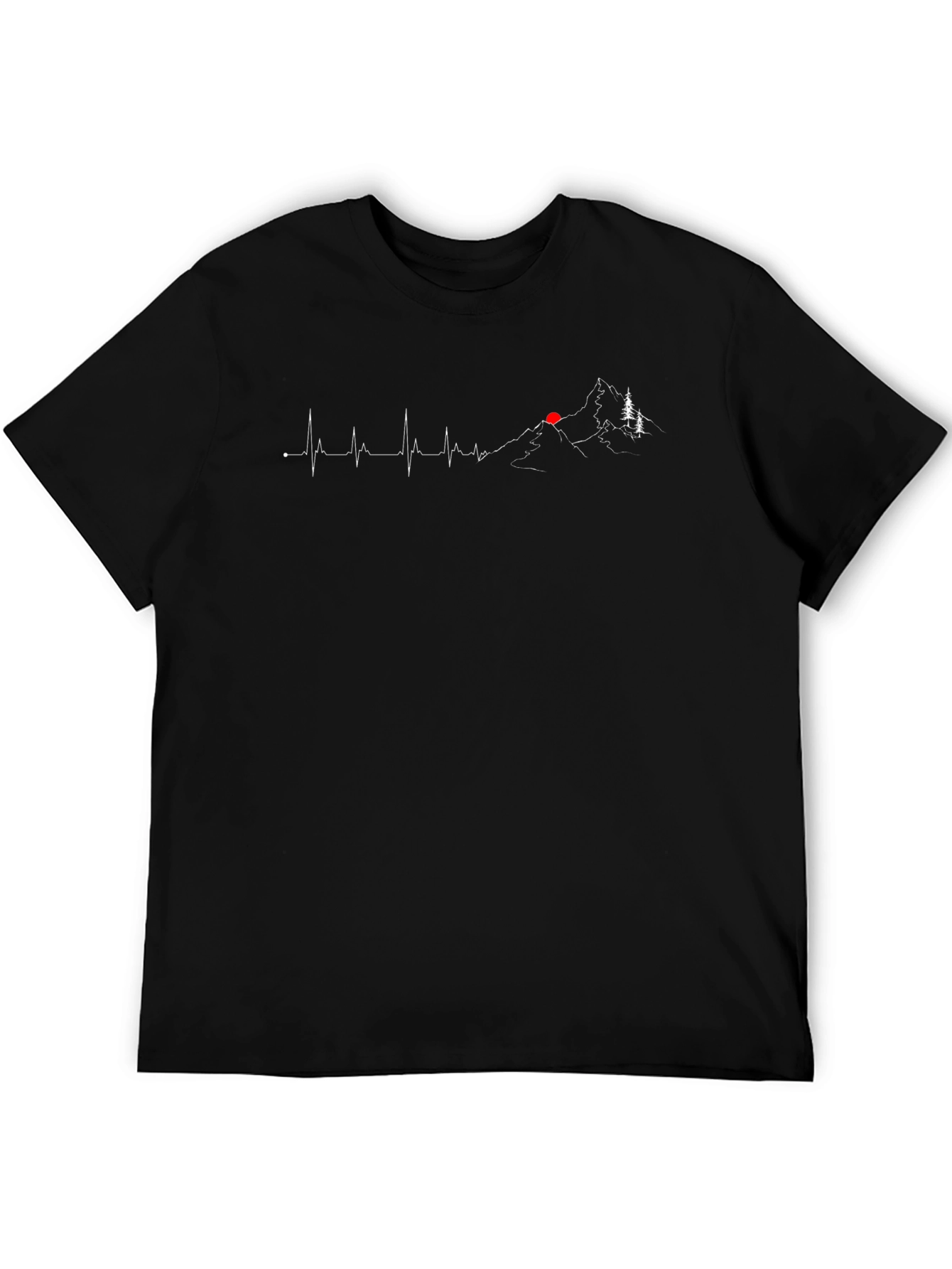Heartbeat Mountain Graphic Tee - Black Cotton Blend
