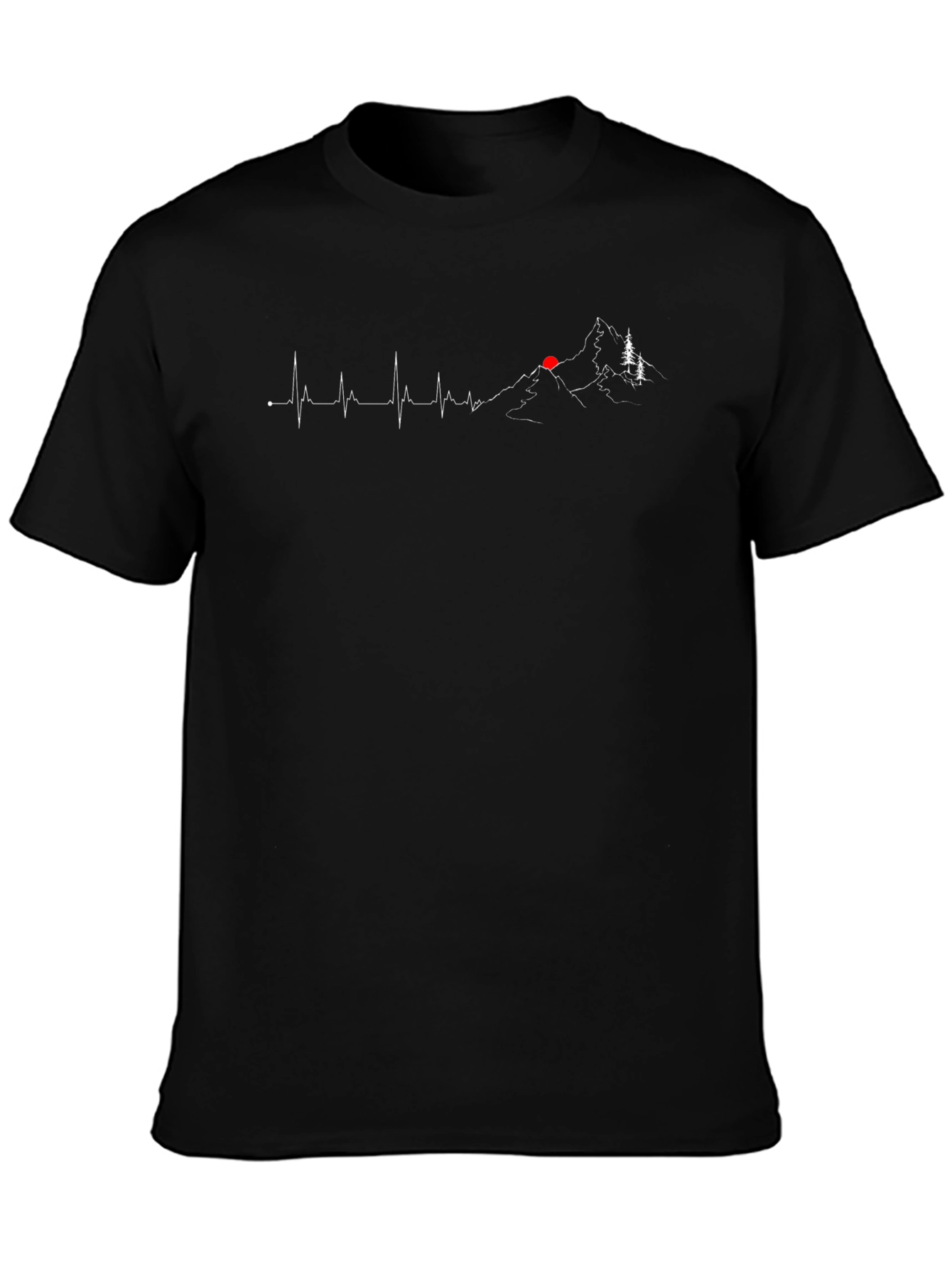 Heartbeat Mountain Graphic Tee - Black Cotton Blend