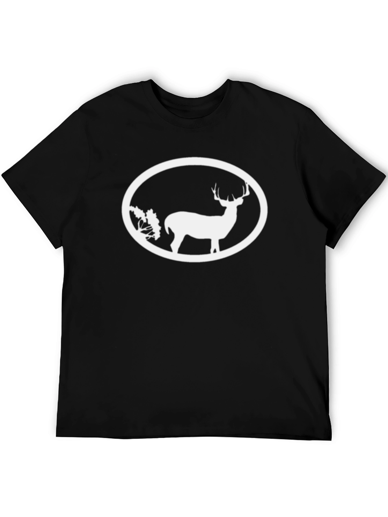 Deer Silhouette Graphic Tee - Black Cotton Blend