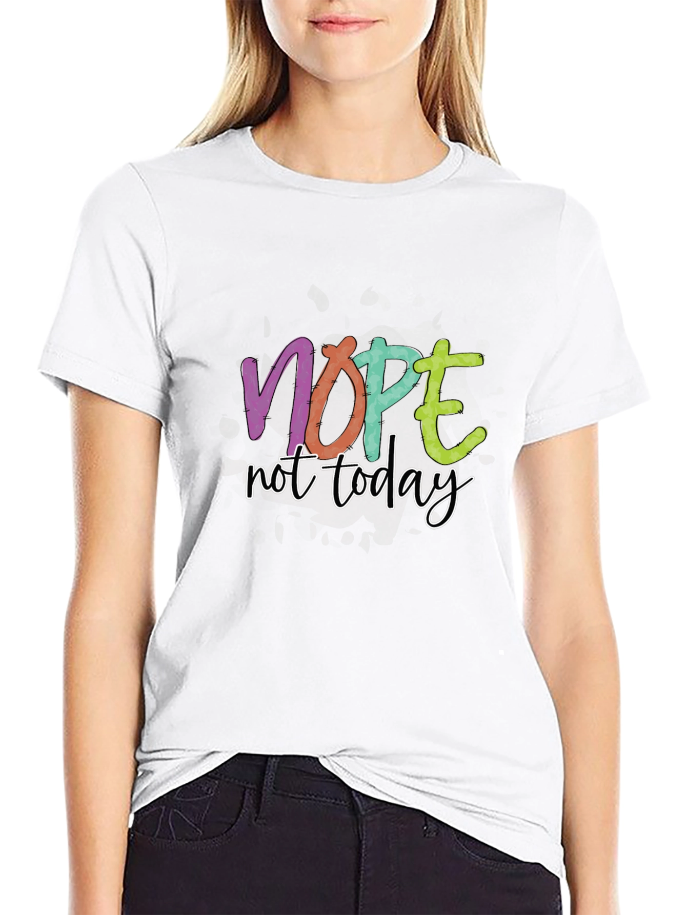 Nope Not Today Graphic Tee - Black Casual T-Shirt