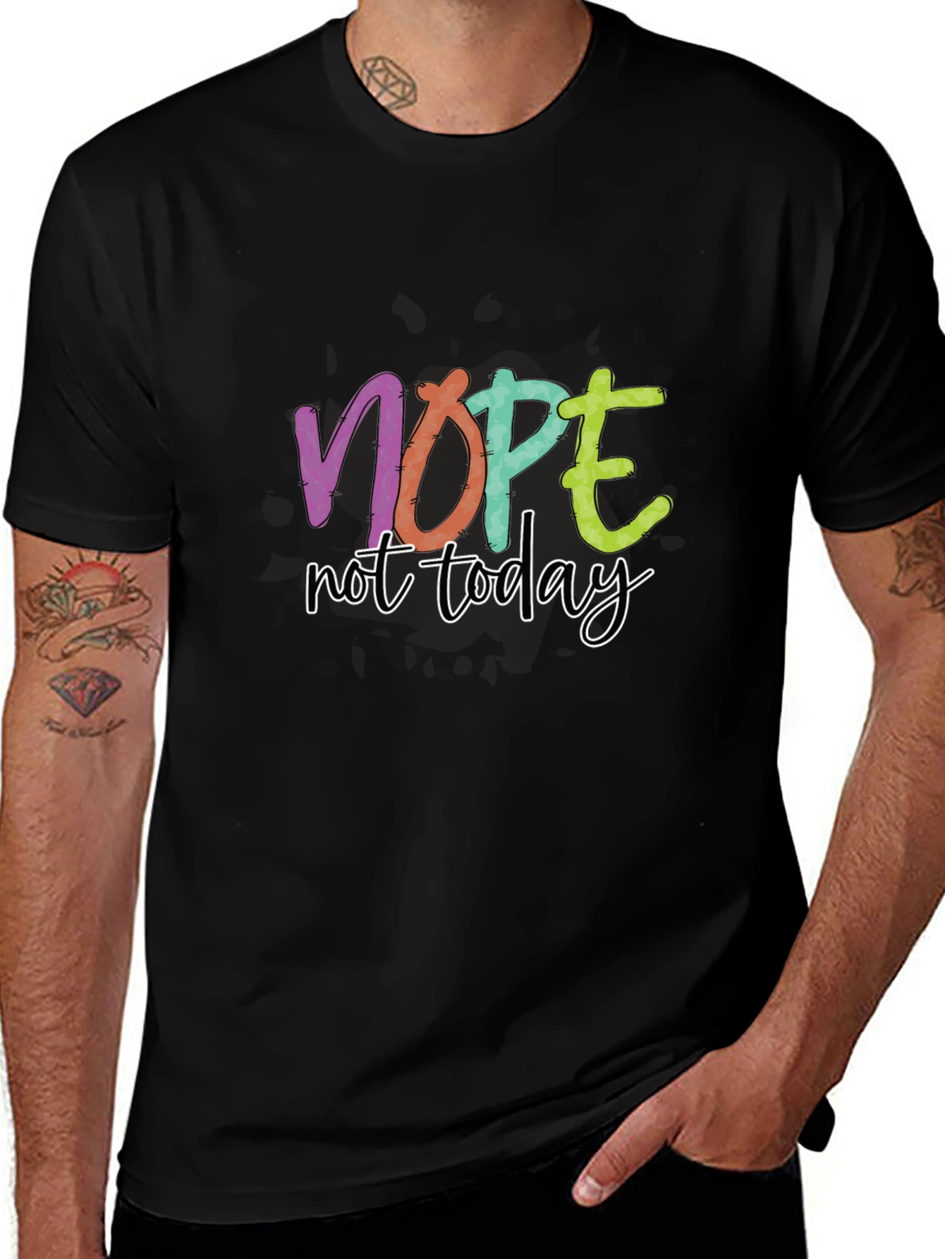Nope Not Today Graphic Tee - Black Casual T-Shirt